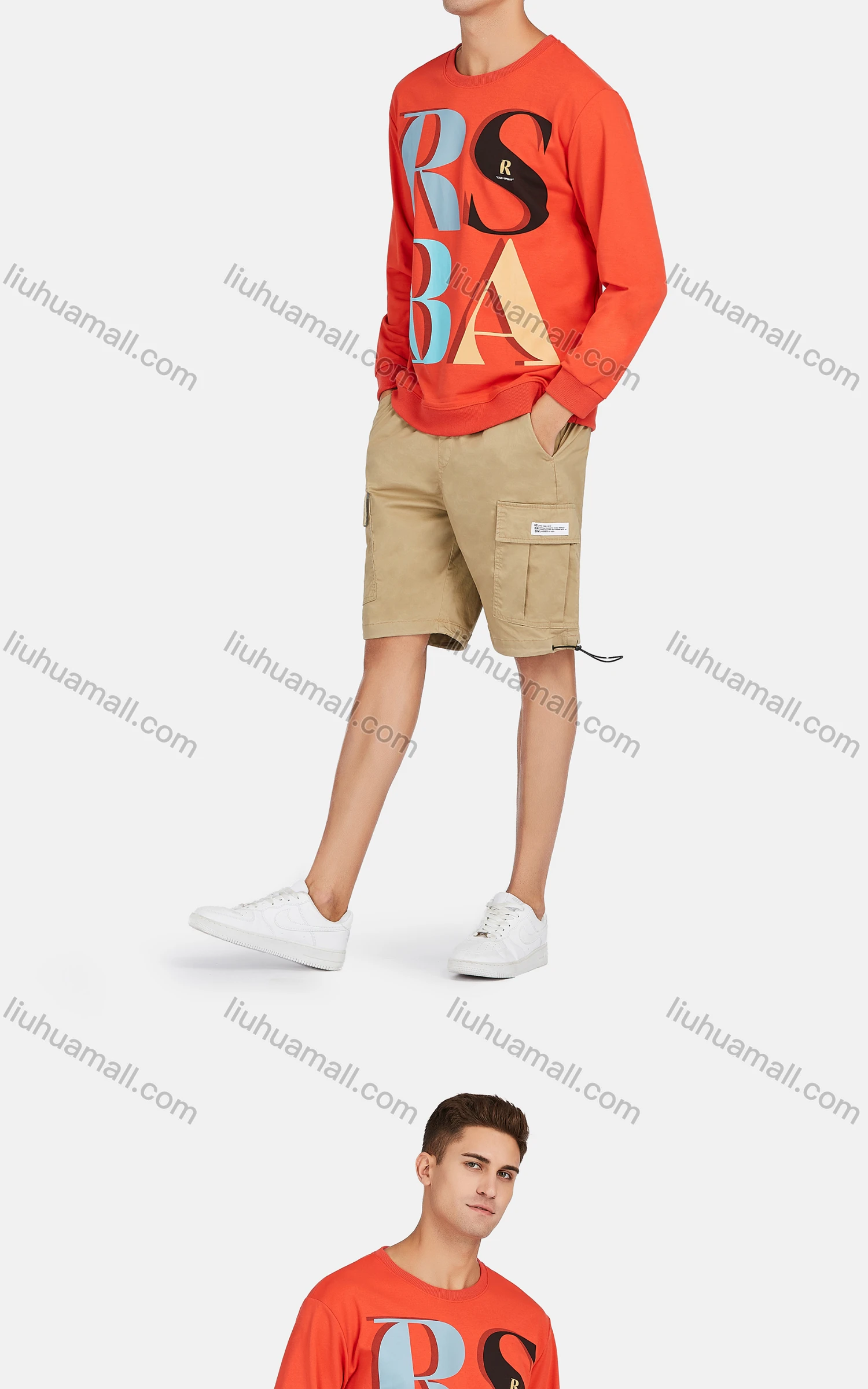 Wholesale Men's Casual Crew Neck Long Sleeve Letter Print Pullover Sweatshirts - Liuhuamall