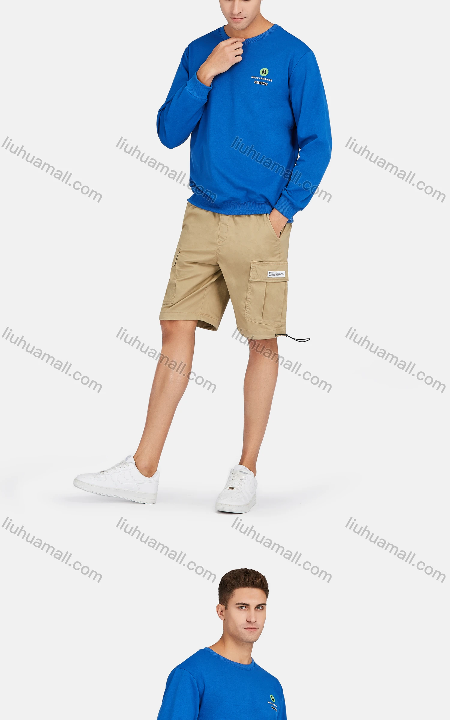 Wholesale Men's Casual Crew Neck Long Sleeve Letter Cartoon Print Pullover Sweatshirts - Liuhuamall