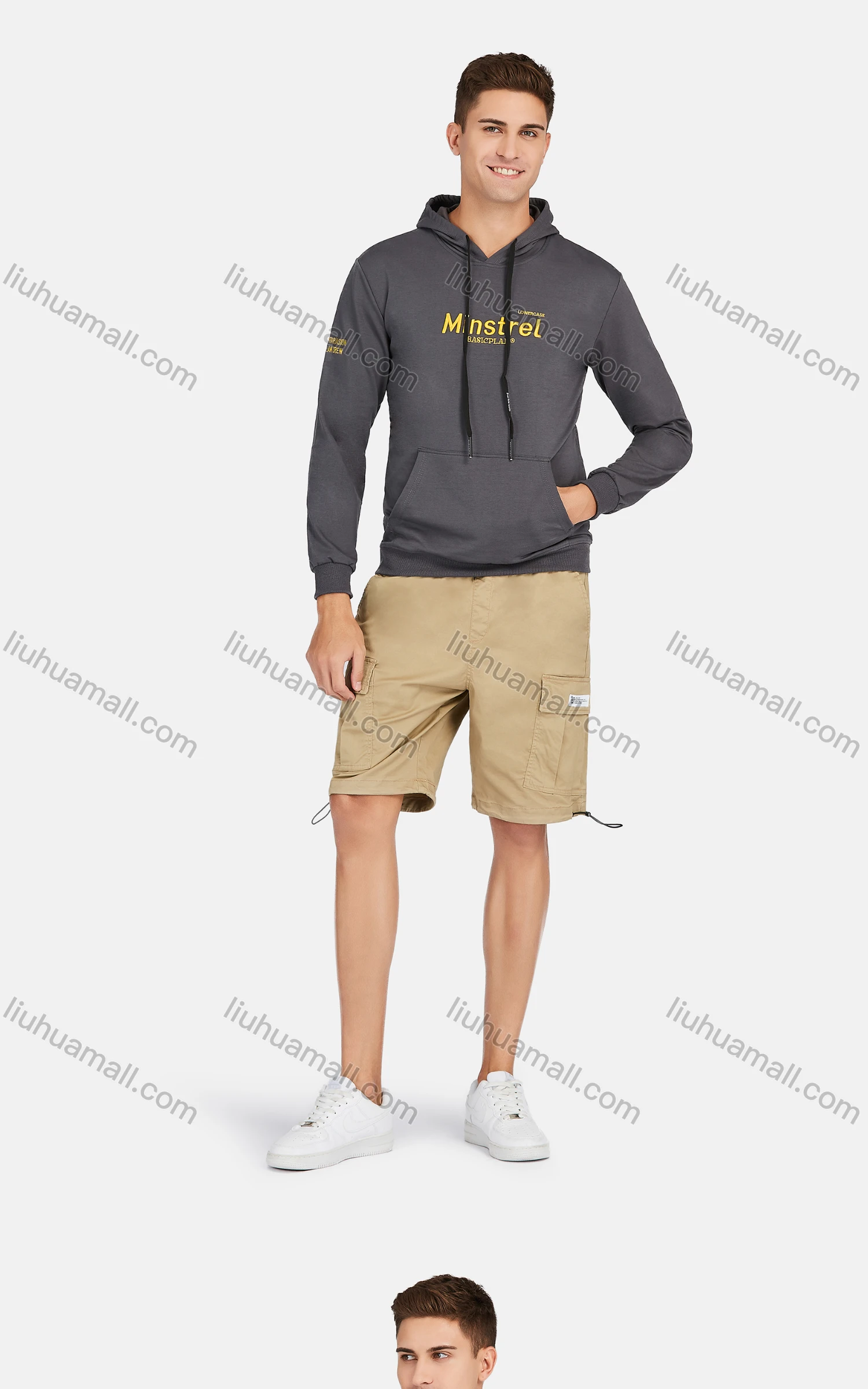 Wholesale Men's Casual Long Sleeve Embroidery Letter Print Drawstring Hooded Sweatshirts - Liuhuamall