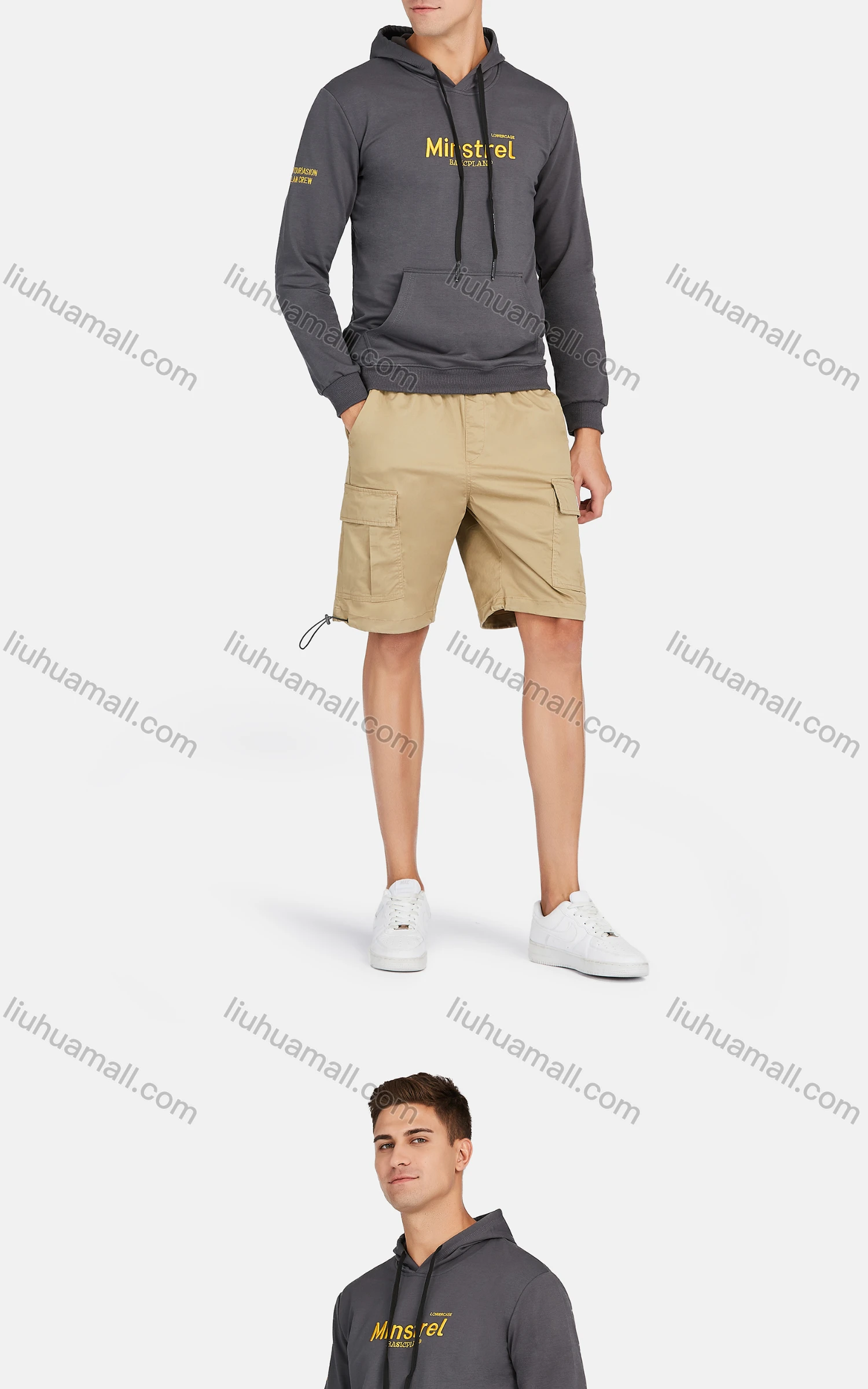 Wholesale Men's Casual Long Sleeve Embroidery Letter Print Drawstring Hooded Sweatshirts - Liuhuamall