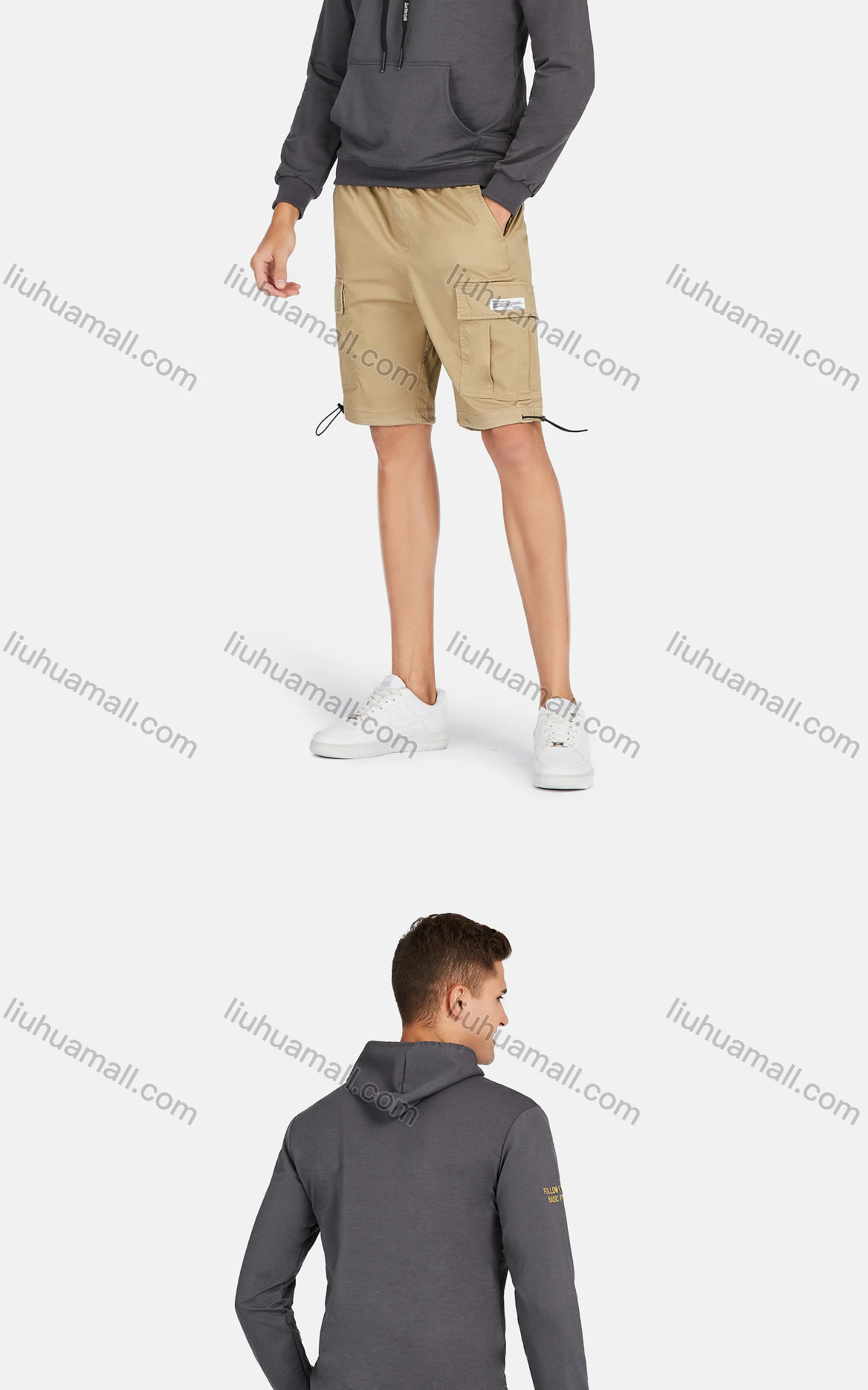 Wholesale Men's Casual Long Sleeve Embroidery Letter Print Drawstring Hooded Sweatshirts - Liuhuamall