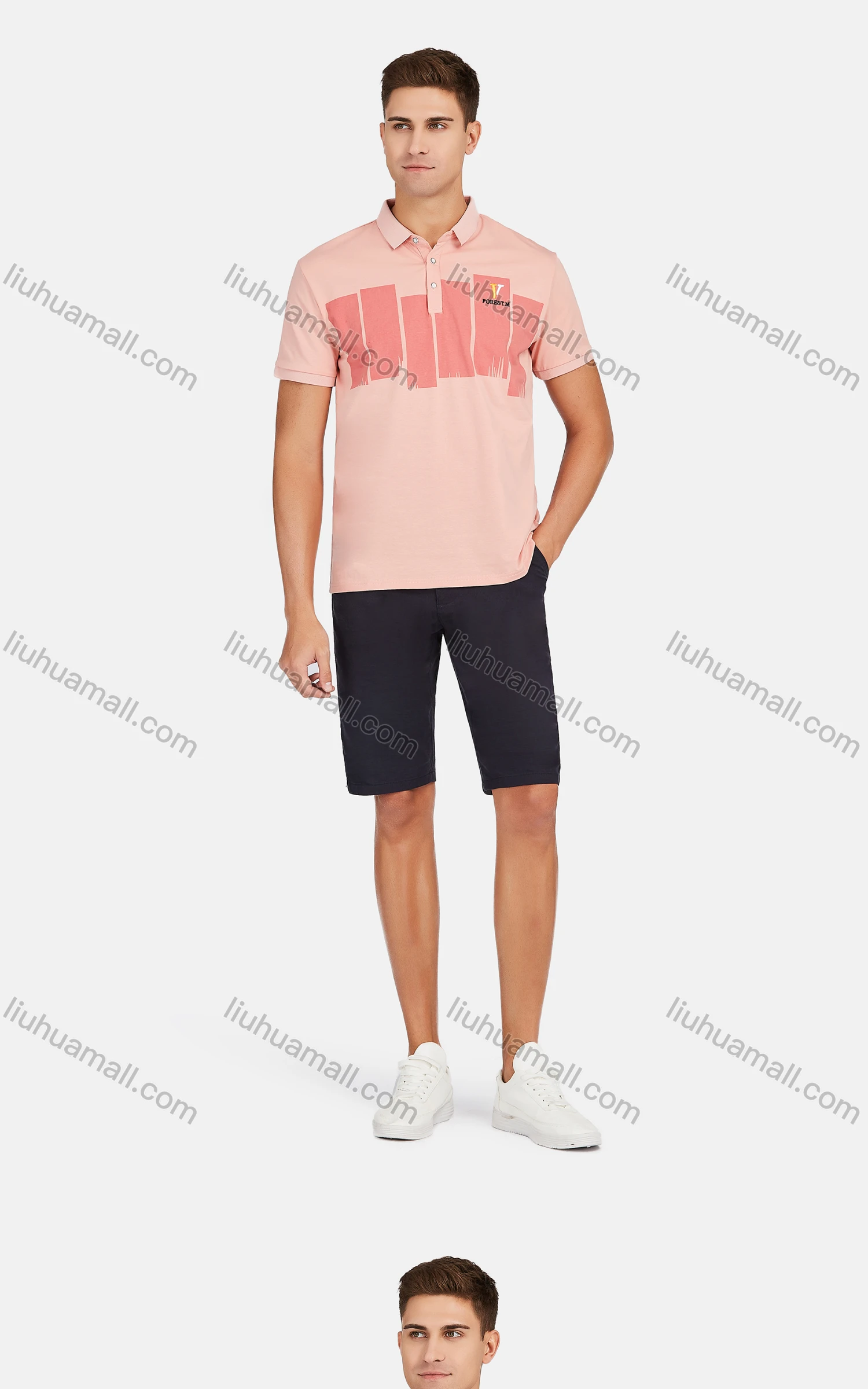 Wholesale Men's Casual Short Sleeve Embroidery Letter Label Colorblock Polo Shirts - Liuhuamall