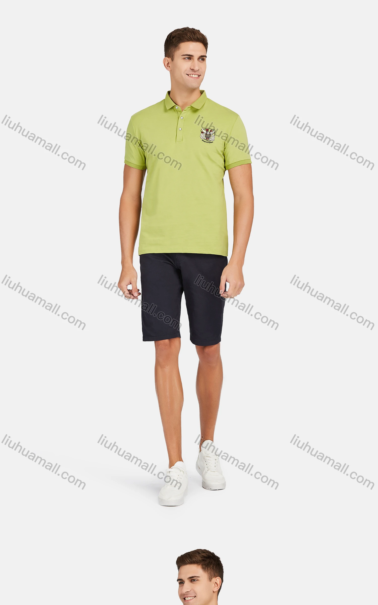 Wholesale Men's Casual Short Sleeve Letter Graphic Button Front Polo Shirts - Liuhuamall