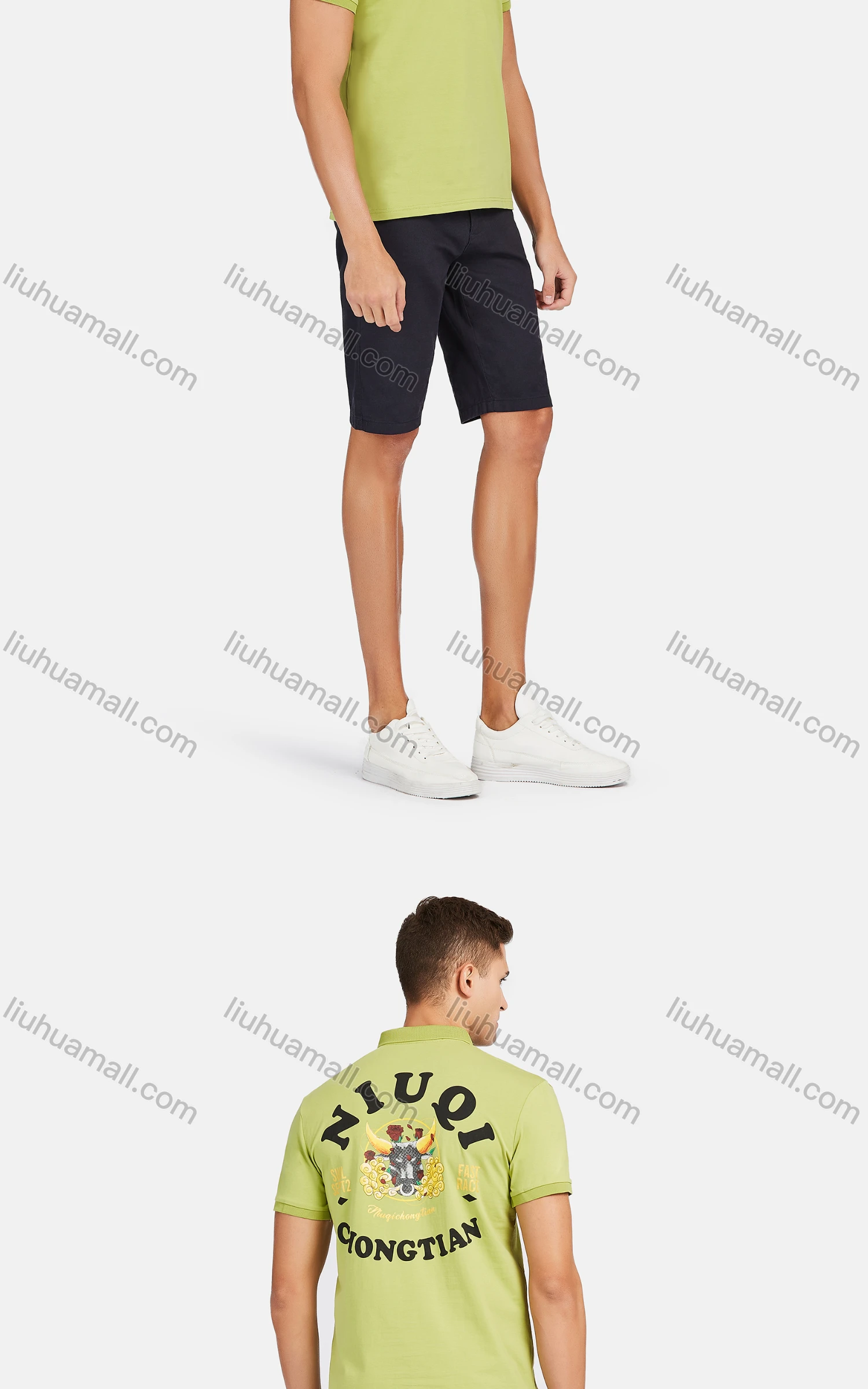 Wholesale Men's Casual Short Sleeve Letter Graphic Button Front Polo Shirts - Liuhuamall