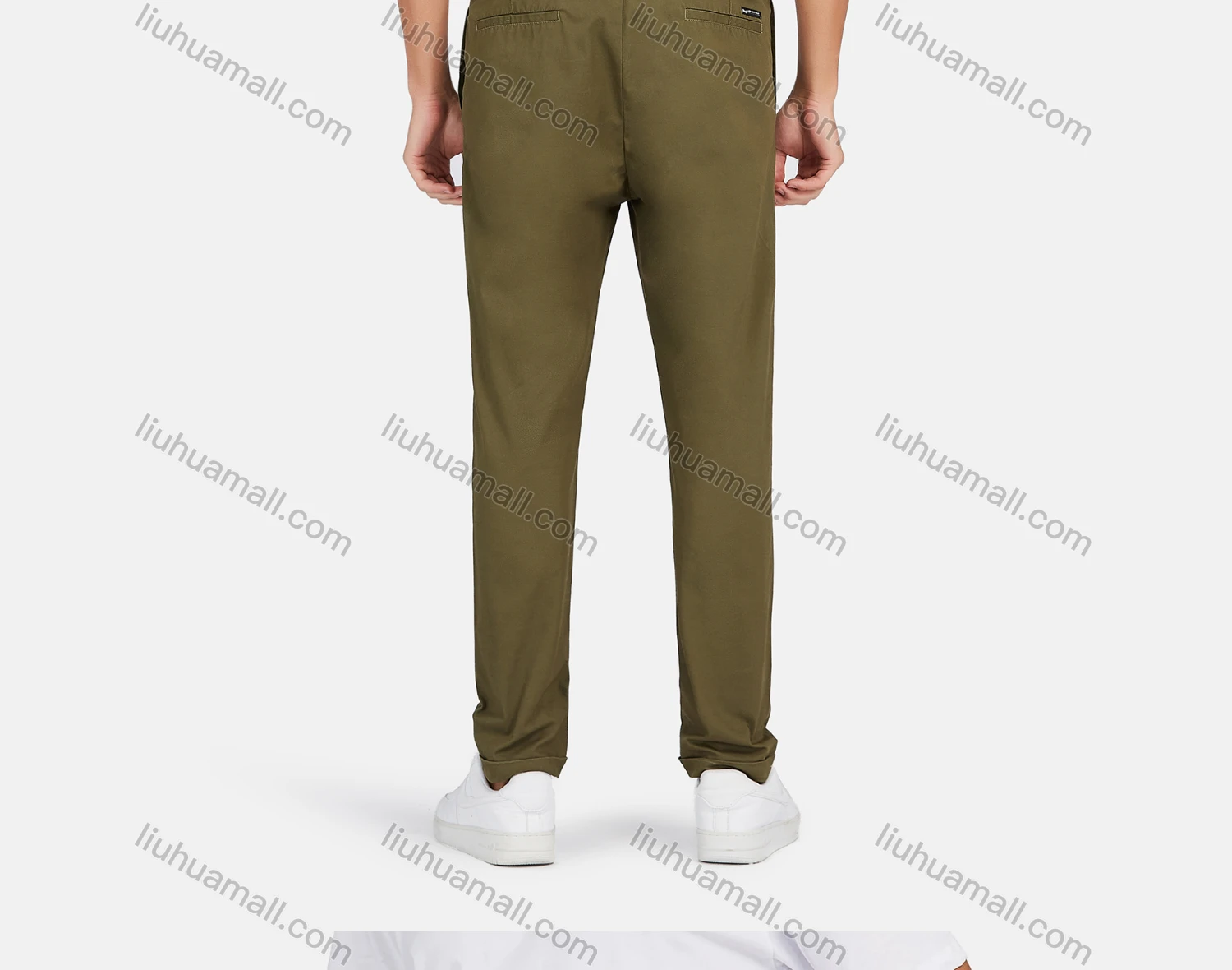 Wholesale Men's Casual Drawstring Flat Front Straight Leg Pants - Liuhuamall