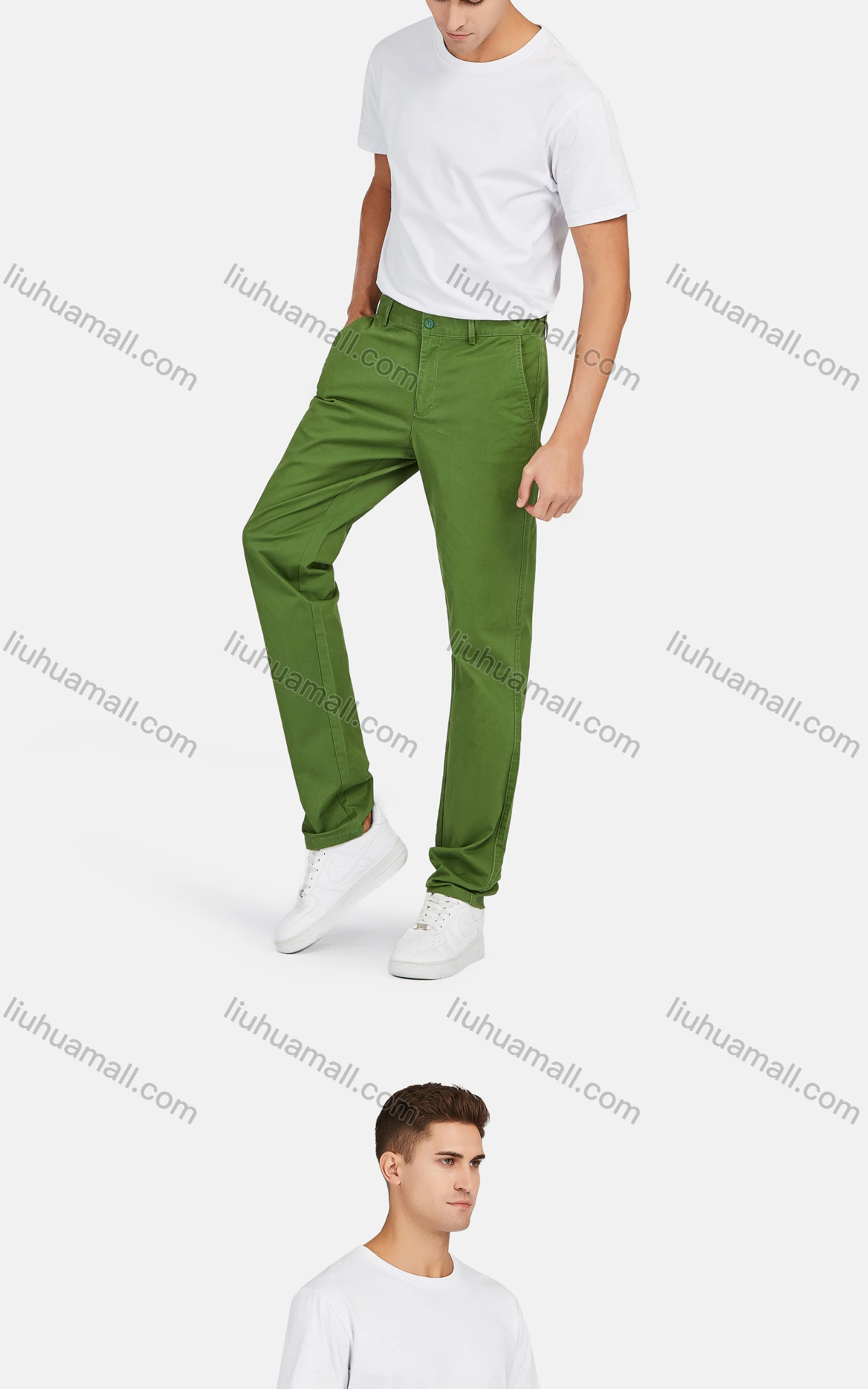 Wholesale Men's Casual Classic Fit Flat Front Straight Leg Pants - Liuhuamall