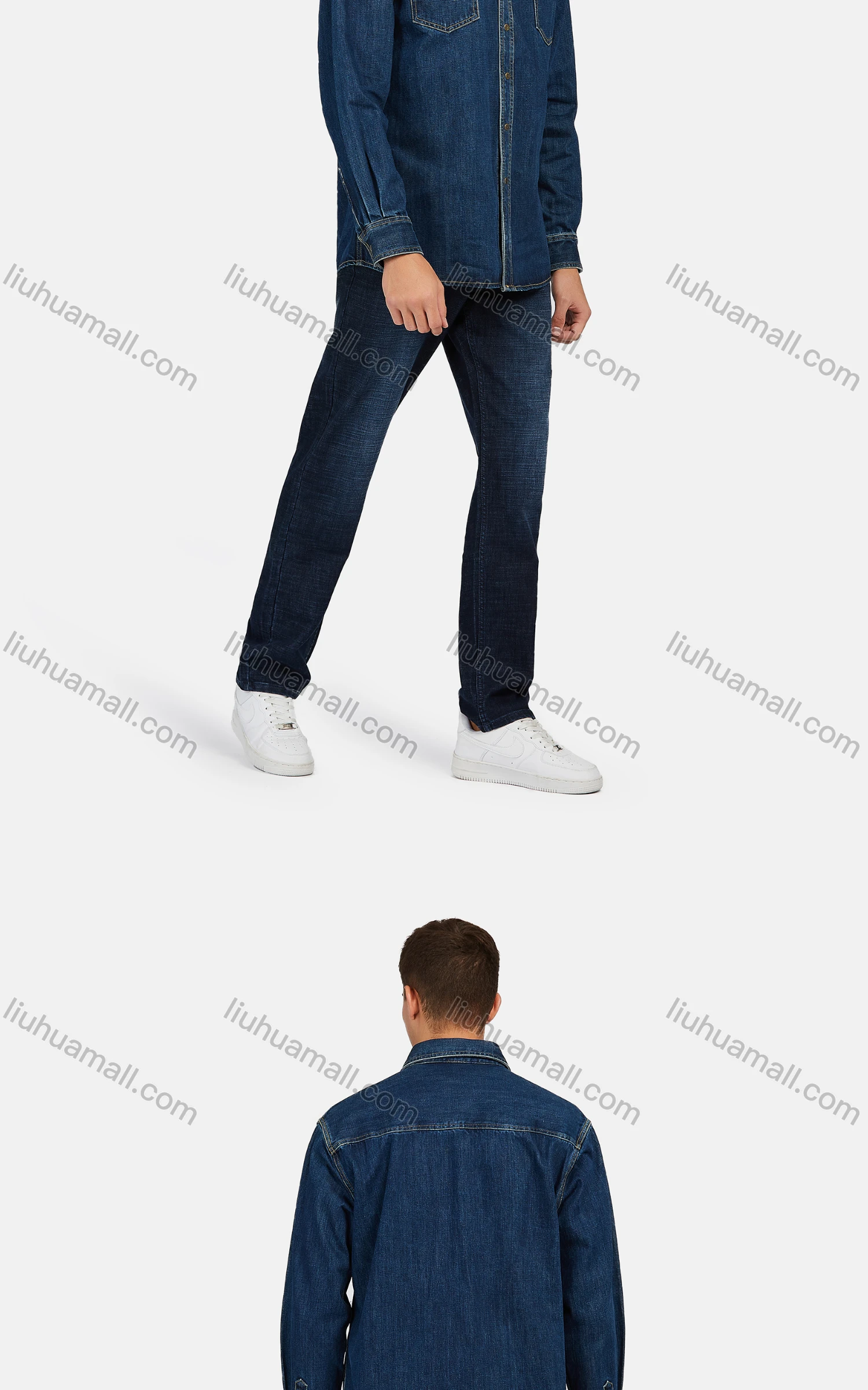 Wholesale Men's Casual Plain Long Sleeve Button Down Denim Jackets - Liuhuamall