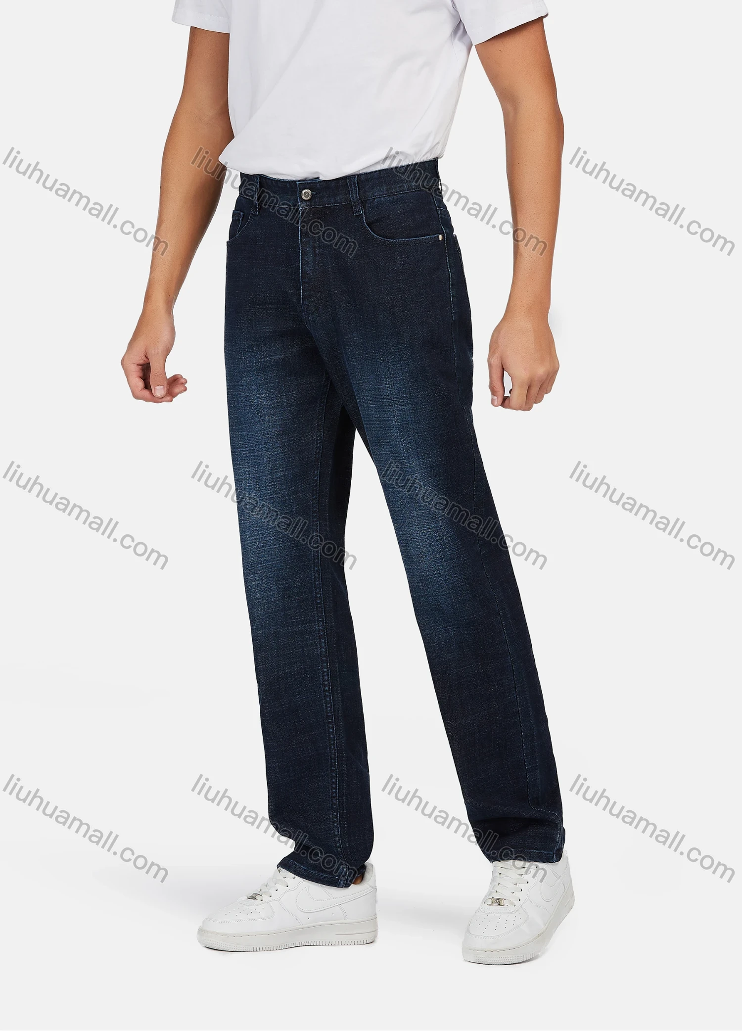 Wholesale Men's Casual Regular Fit Flat Front Distressed Jeans - Liuhuamall