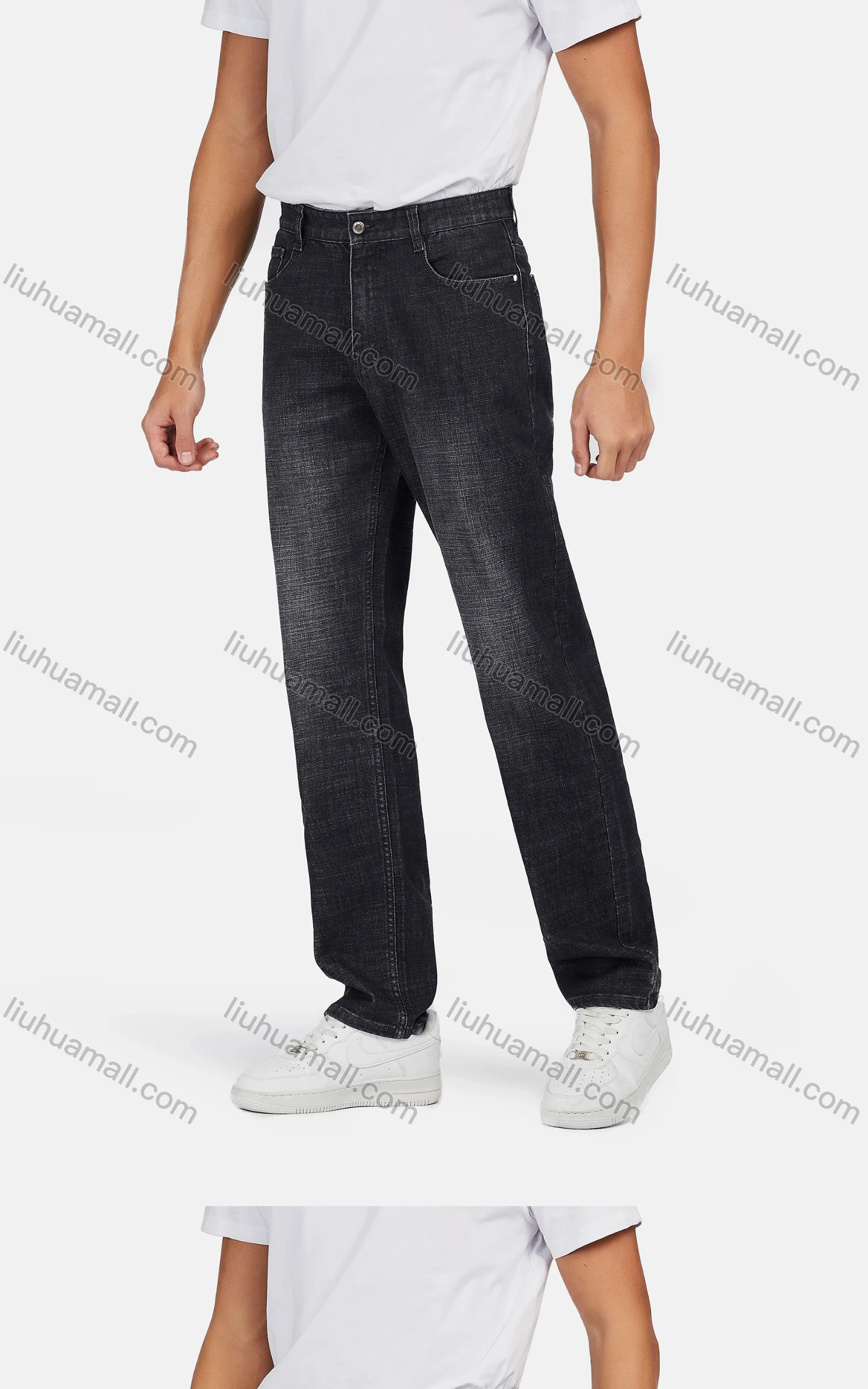 Wholesale Men's Casual Regular Fit Flat Front Distressed Jeans - Liuhuamall