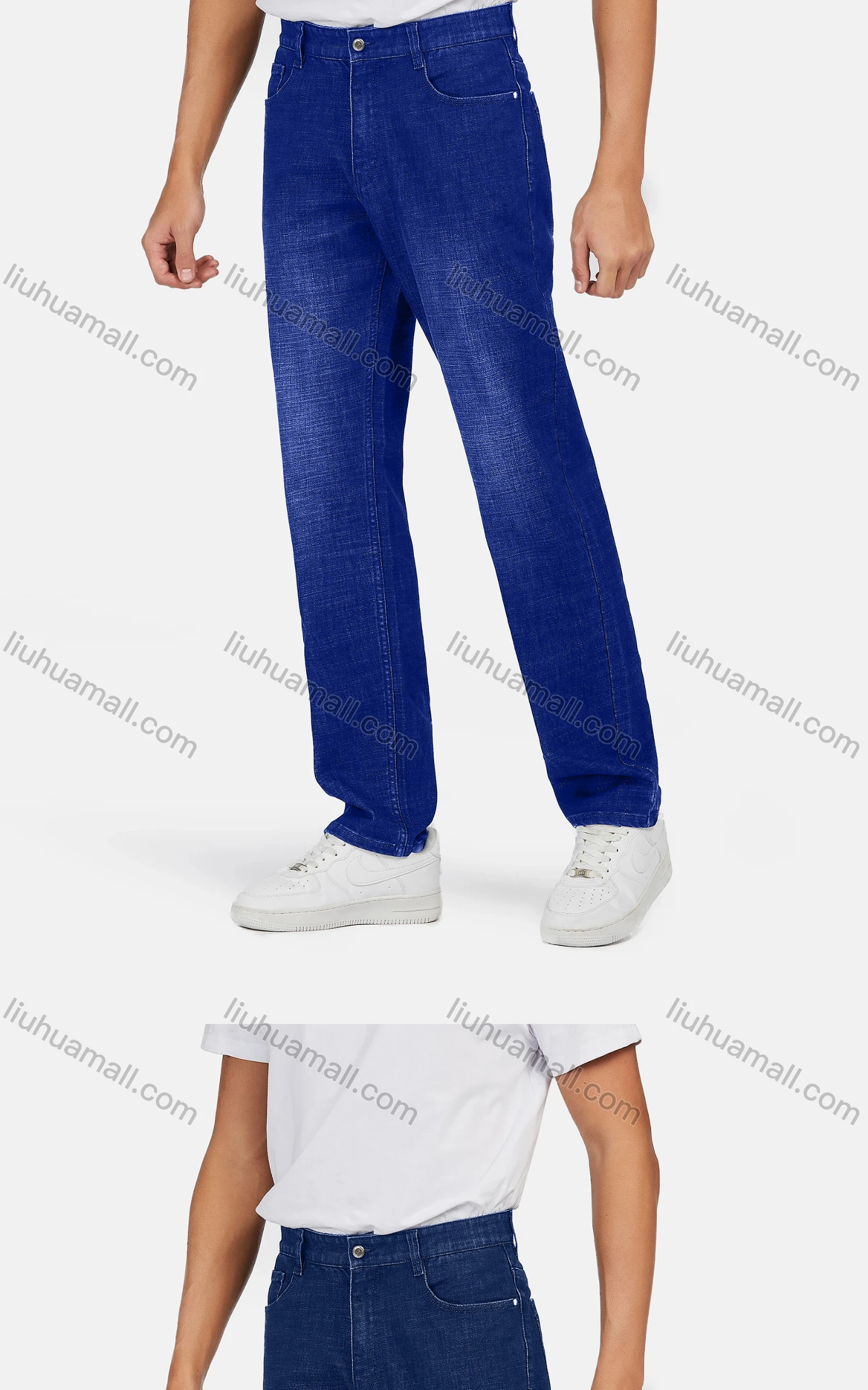 Wholesale Men's Casual Regular Fit Flat Front Distressed Jeans - Liuhuamall