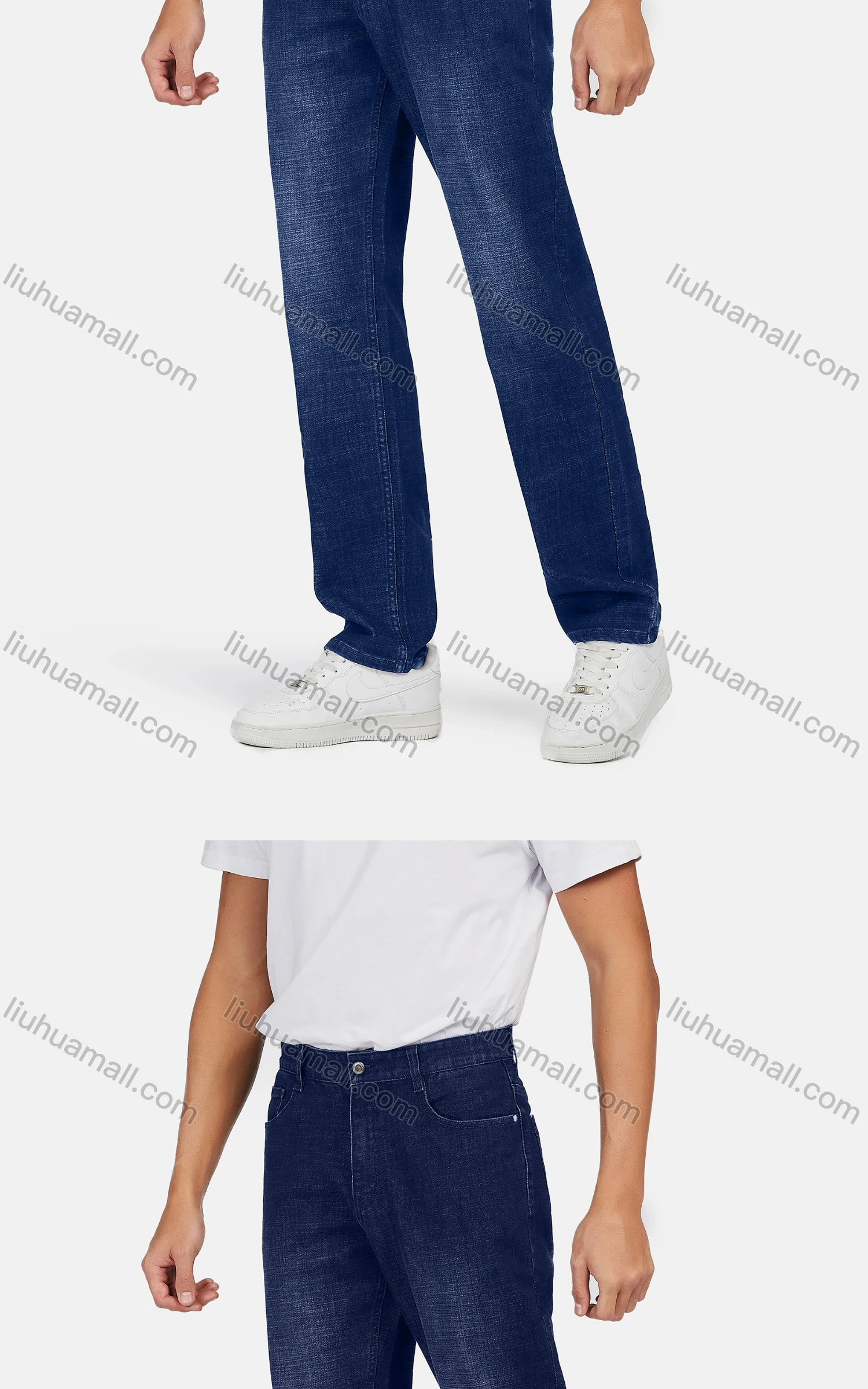 Wholesale Men's Casual Regular Fit Flat Front Distressed Jeans - Liuhuamall