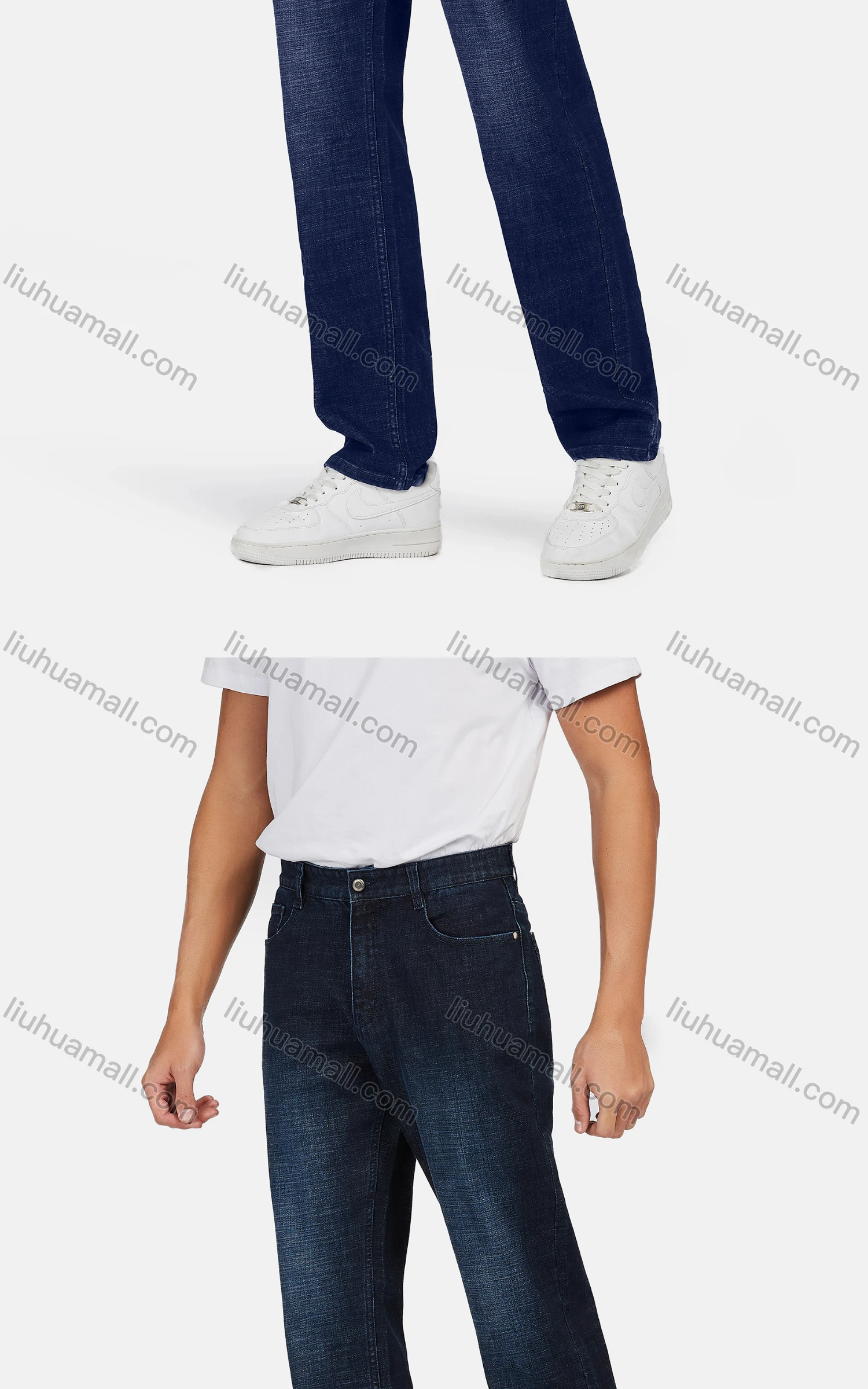 Wholesale Men's Casual Regular Fit Flat Front Distressed Jeans - Liuhuamall