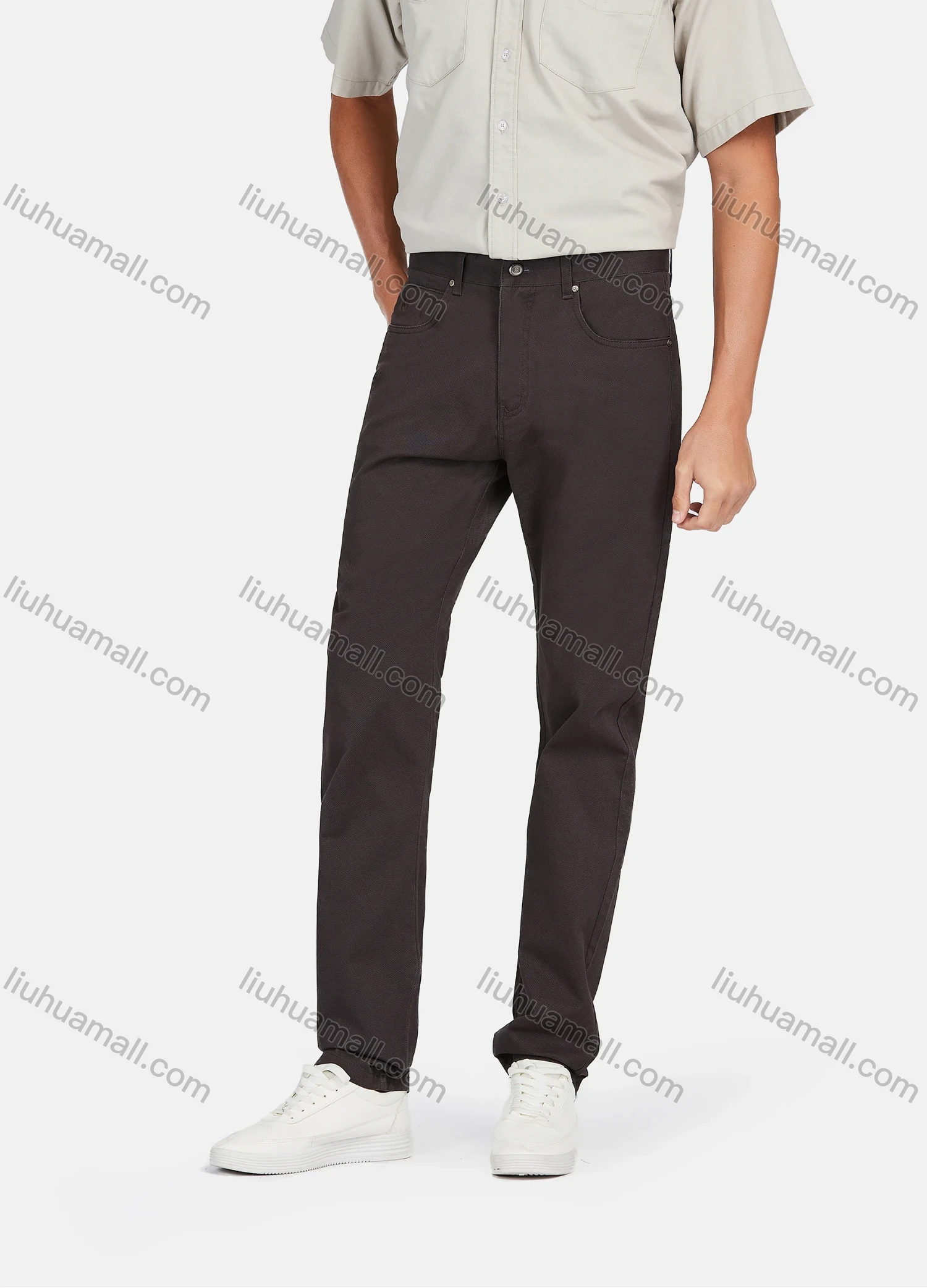 Wholesale Men's Casual Classic Fit Flat Front Straight Leg Pants - Liuhuamall