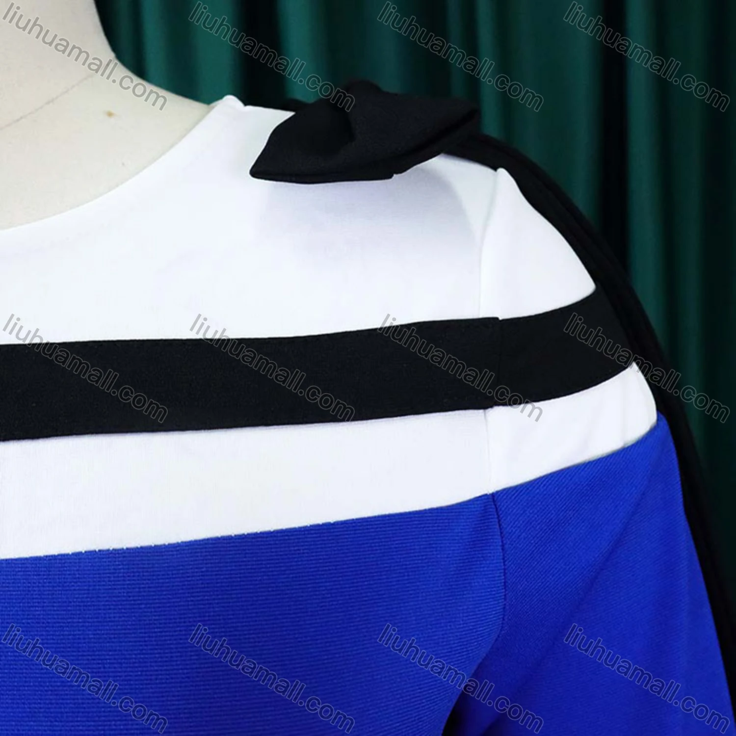 Wholesale Women's Striped Colorblock Round Neck Bowknot Bodycon Cocktail Midi Dress With Belt - Liuhuamall