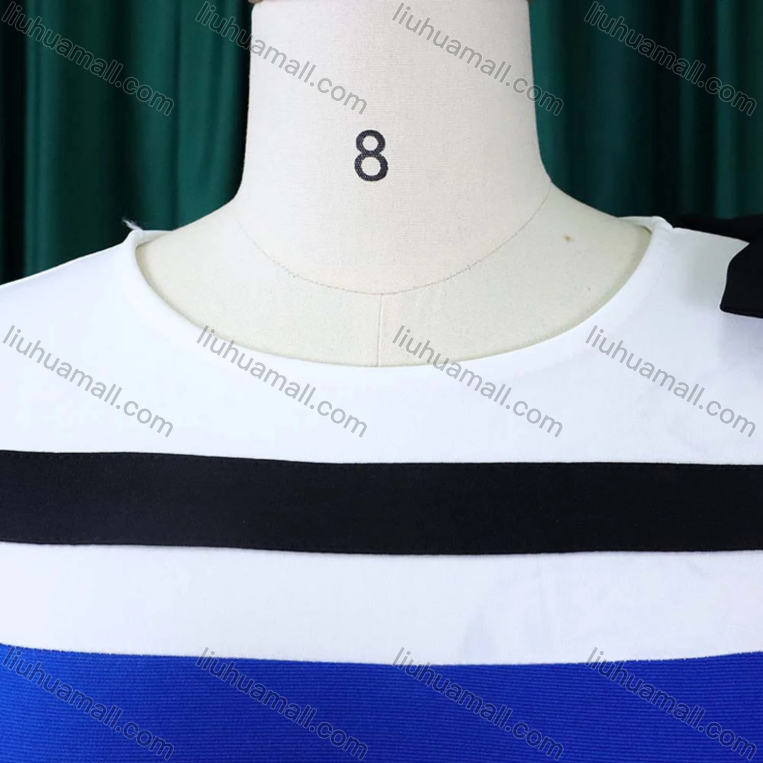 Wholesale Women's Striped Colorblock Round Neck Bowknot Bodycon Cocktail Midi Dress With Belt - Liuhuamall