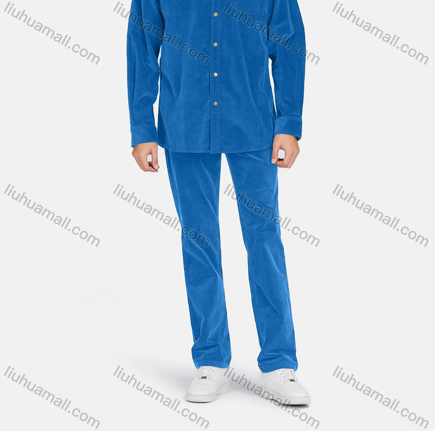 Wholesale Men's Casual Long Sleeve Snap Button Corduroy Shirt Jacket - Liuhuamall