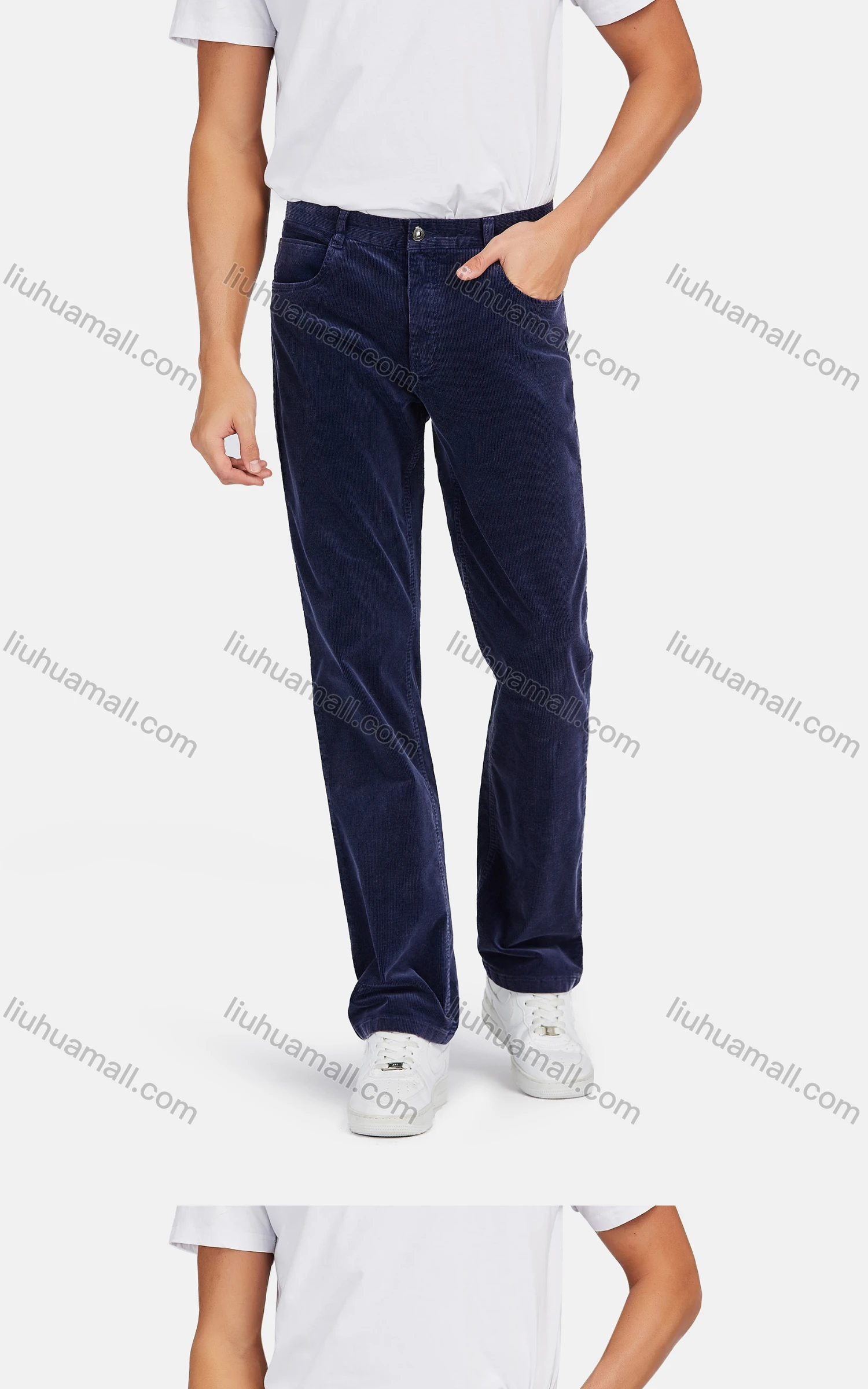 Wholesale Men's Casual Flat Front Straight Leg Corduroy Pants - Liuhuamall