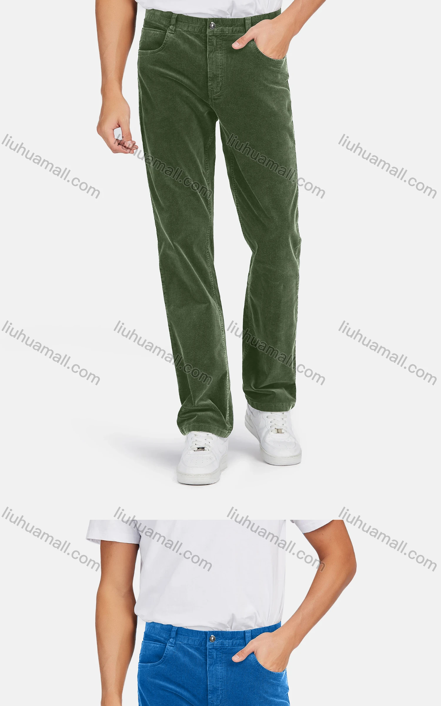 Wholesale Men's Casual Flat Front Straight Leg Corduroy Pants - Liuhuamall