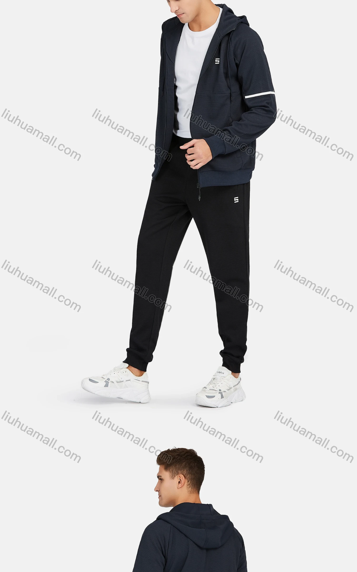 Wholesale Men's Athletic Plain Slim Fit Waffle Knit Pockets Stretch Jogger Pants - Liuhuamall