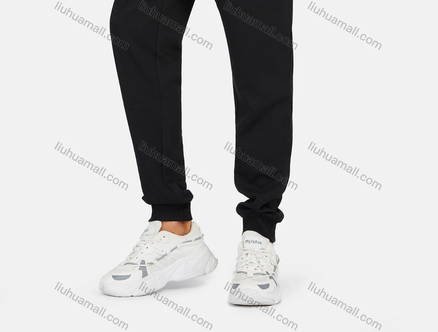 Wholesale Men's Athletic Plain Slim Fit Waffle Knit Pockets Stretch Jogger Pants - Liuhuamall
