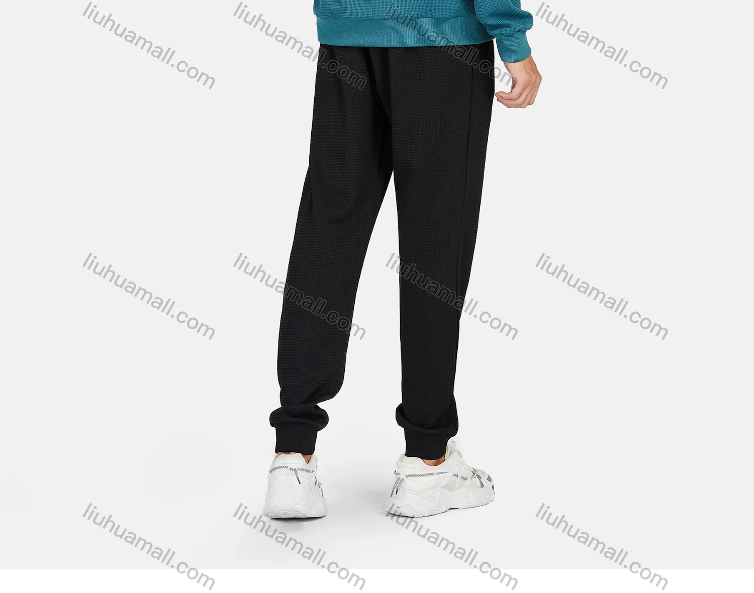 Wholesale Men's Athletic Long Sleeve Waffle Knit Plain Drawstring Pockets Hooded Jackets - Liuhuamall