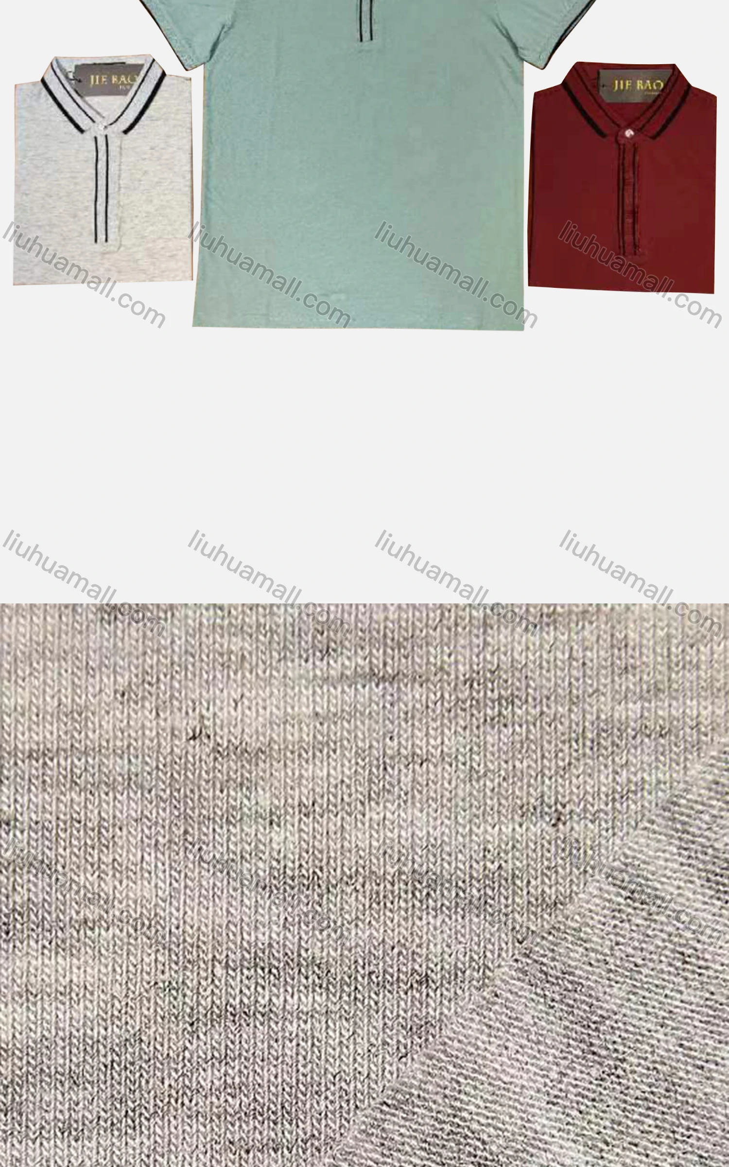 Wholesale Men's Casual Short Sleeve Button Front Striped Trim Polo Shirts - Liuhuamall