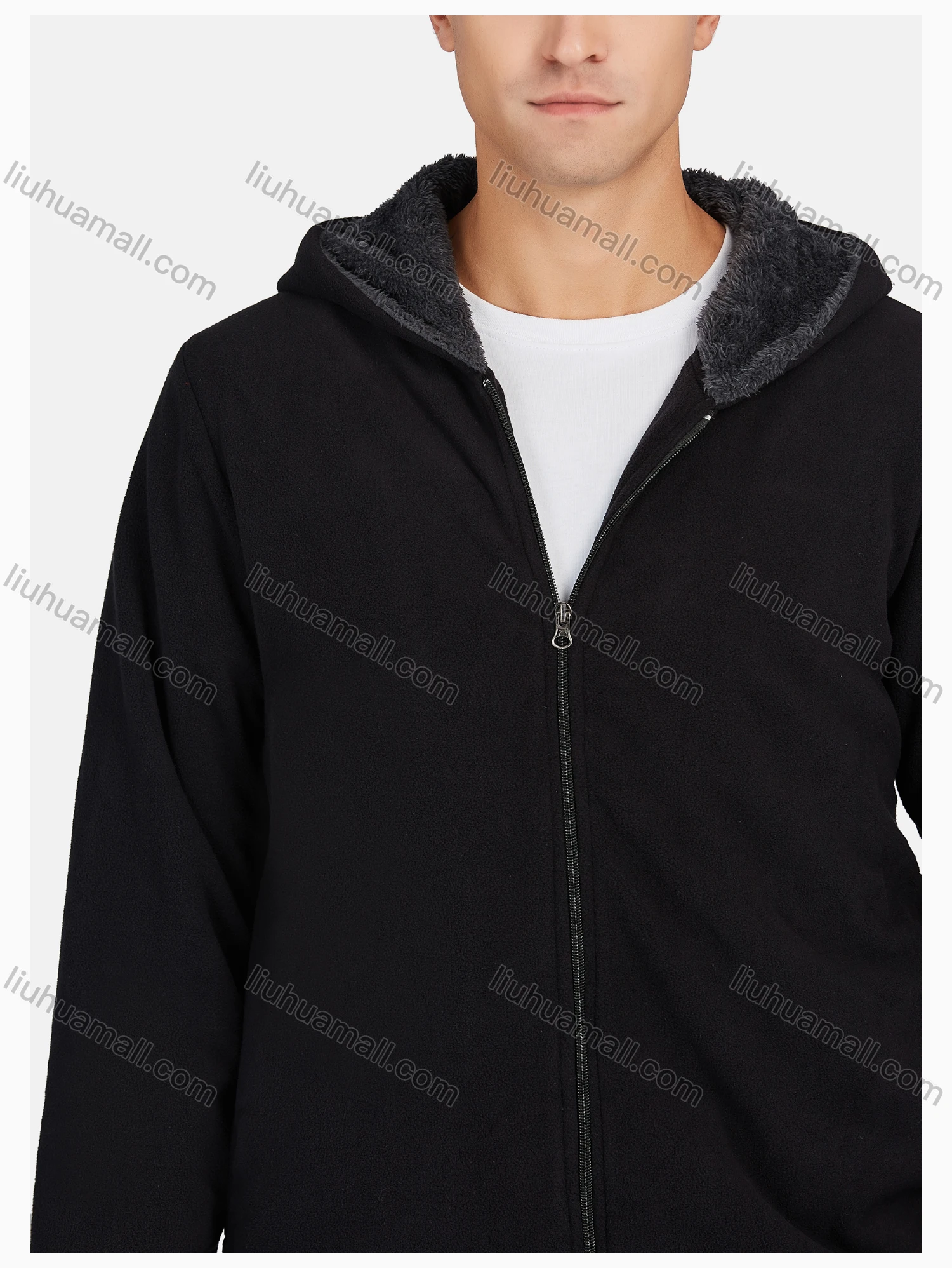 Wholesale Men's Casual Plain Zipper Warm Hooded Jacket & Pants 2 Pieces Set - Liuhuamall