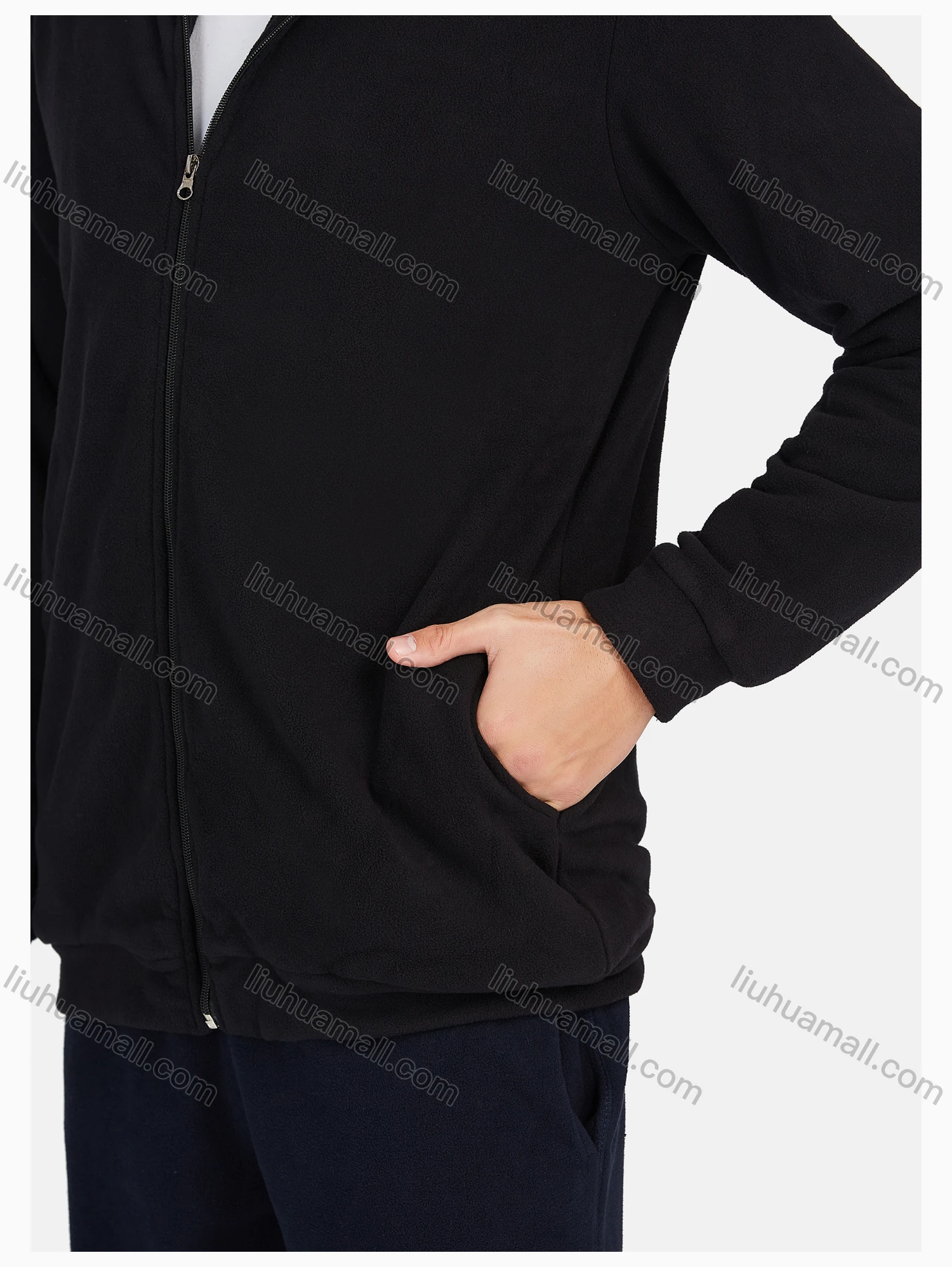 Wholesale Men's Casual Plain Zipper Warm Hooded Jacket & Pants 2 Pieces Set - Liuhuamall
