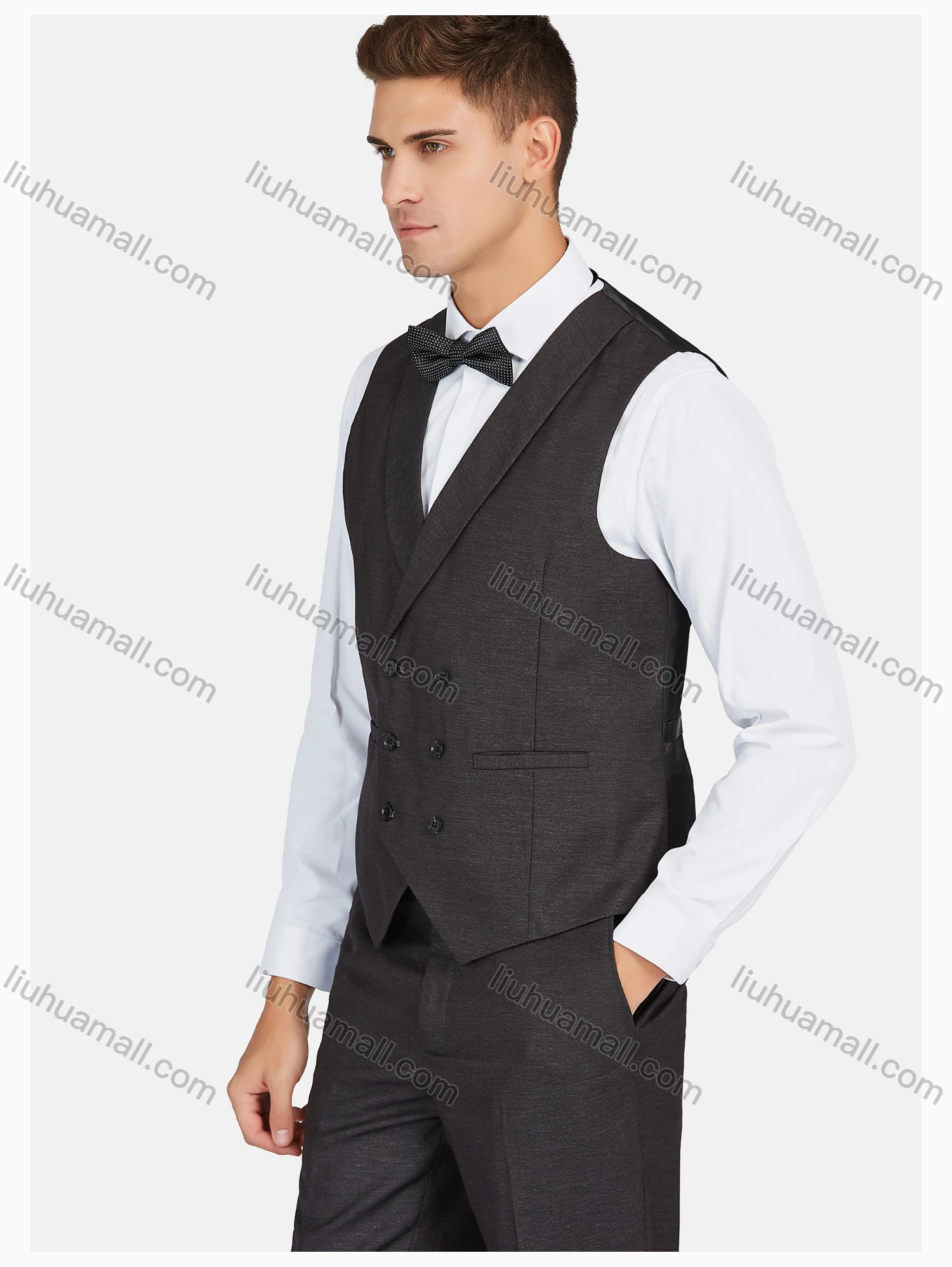 Wholesale Men's Formal Lapel Plain Pockets Blazer & Vest & Pant 3 Pieces Suit Sets - Liuhuamall