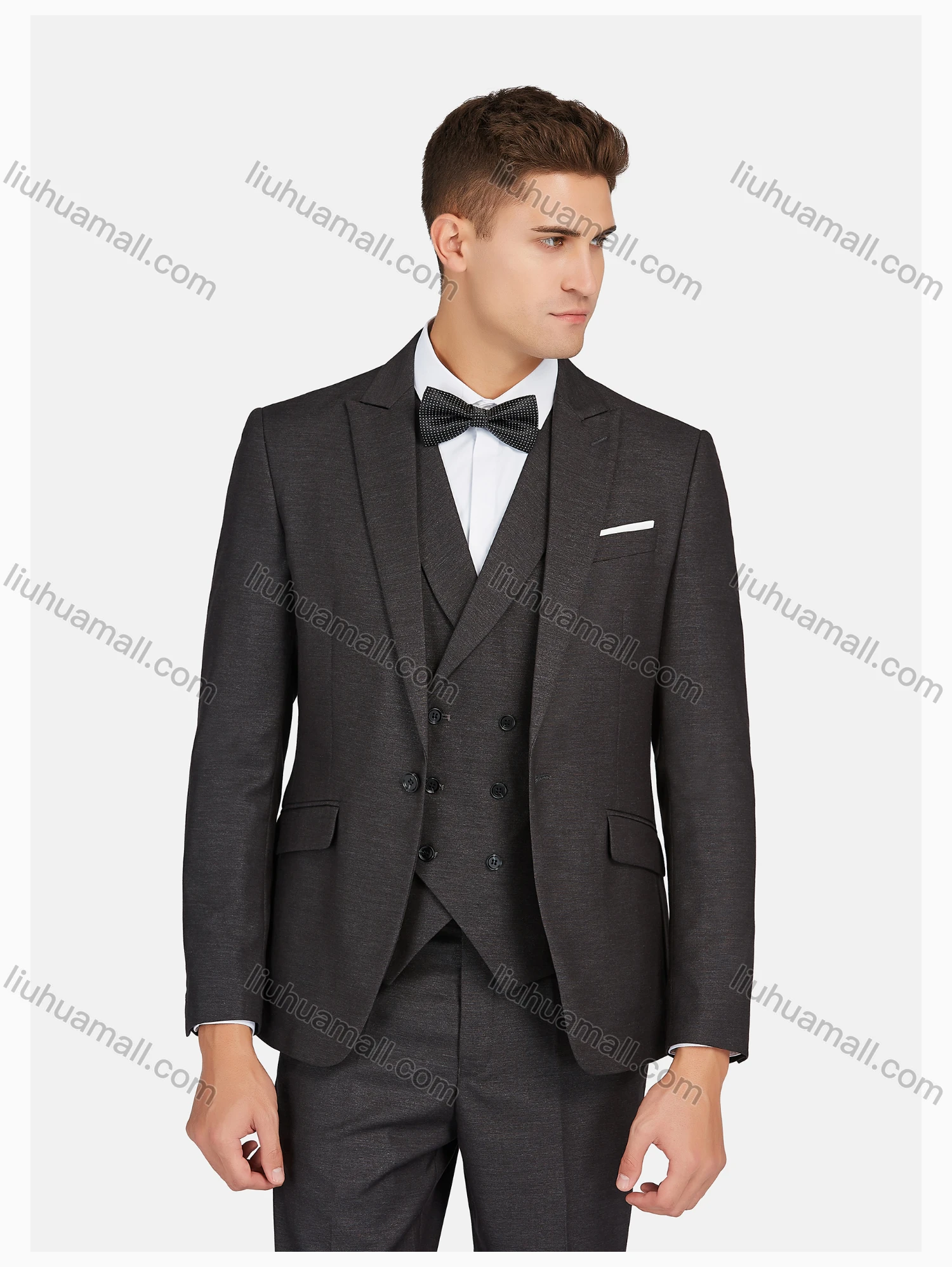 Wholesale Men's Formal Lapel Plain Pockets Blazer & Vest & Pant 3 Pieces Suit Sets - Liuhuamall