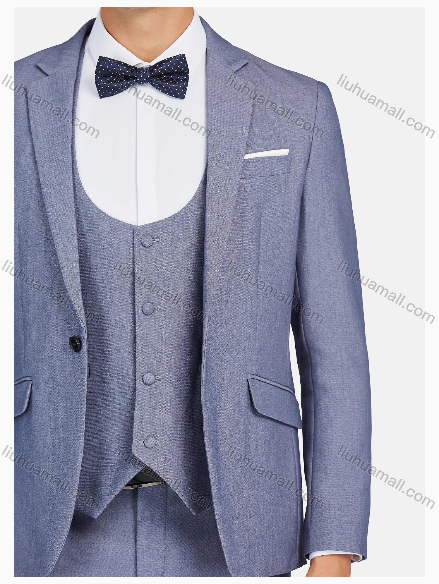 Wholesale Men's Formal Lapel Plain Pockets Blazer & Vest & Pant 3 Pieces Suit Sets - Liuhuamall