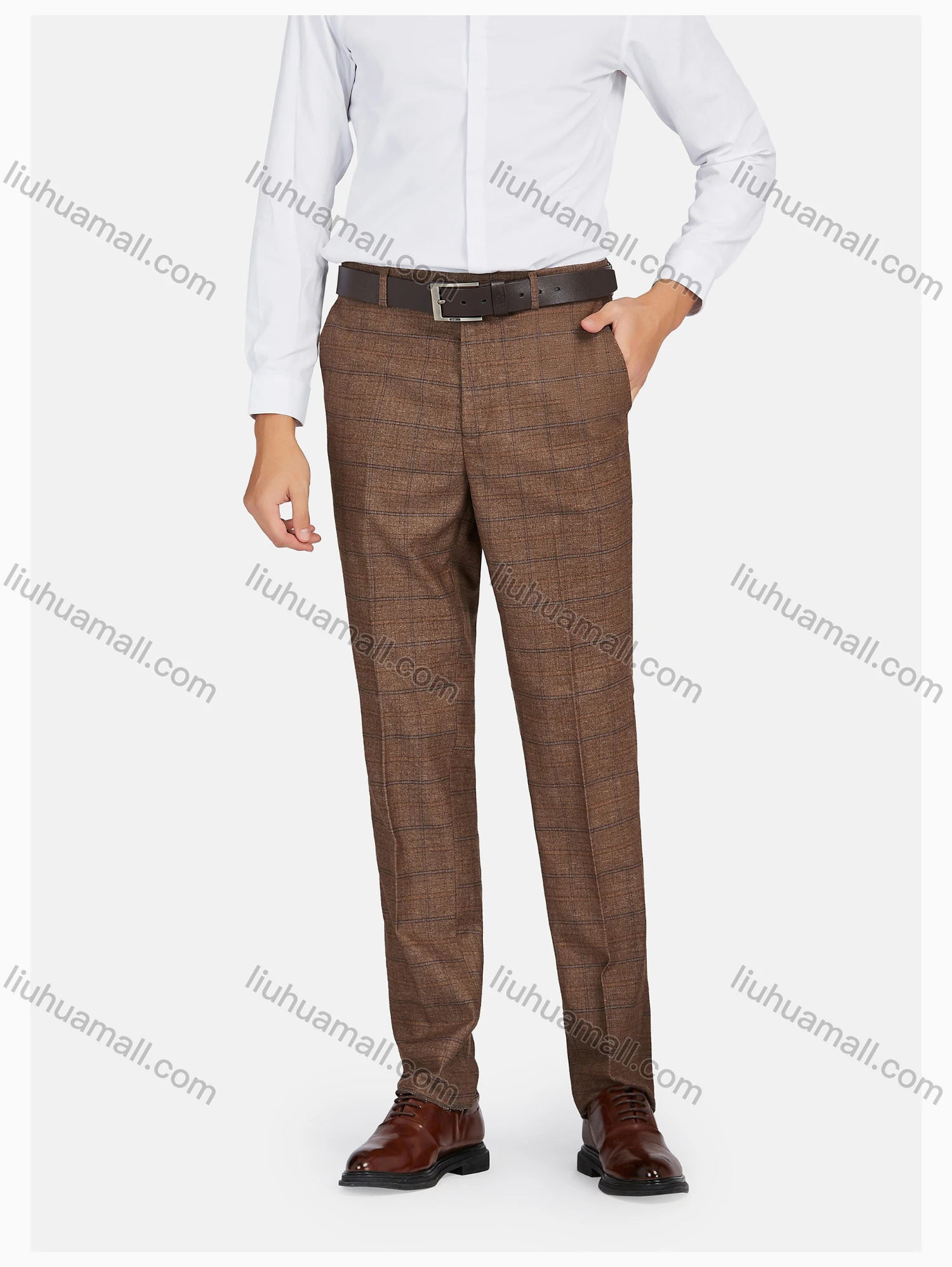 Wholesale Men's Formal Lapel Plaid Pockets Blazer & Double Breasted Vest & Pant 3 Pieces Suit Sets - Liuhuamall