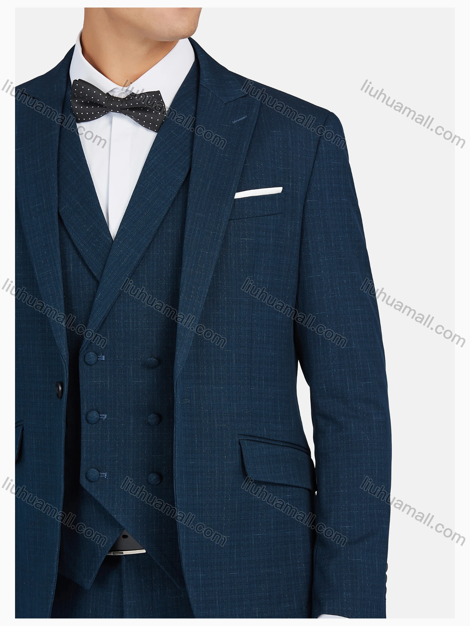 Wholesale Men's Formal Lapel Plain Pockets Blazer & Vest & Pant 3 Pieces Suit Sets - Liuhuamall