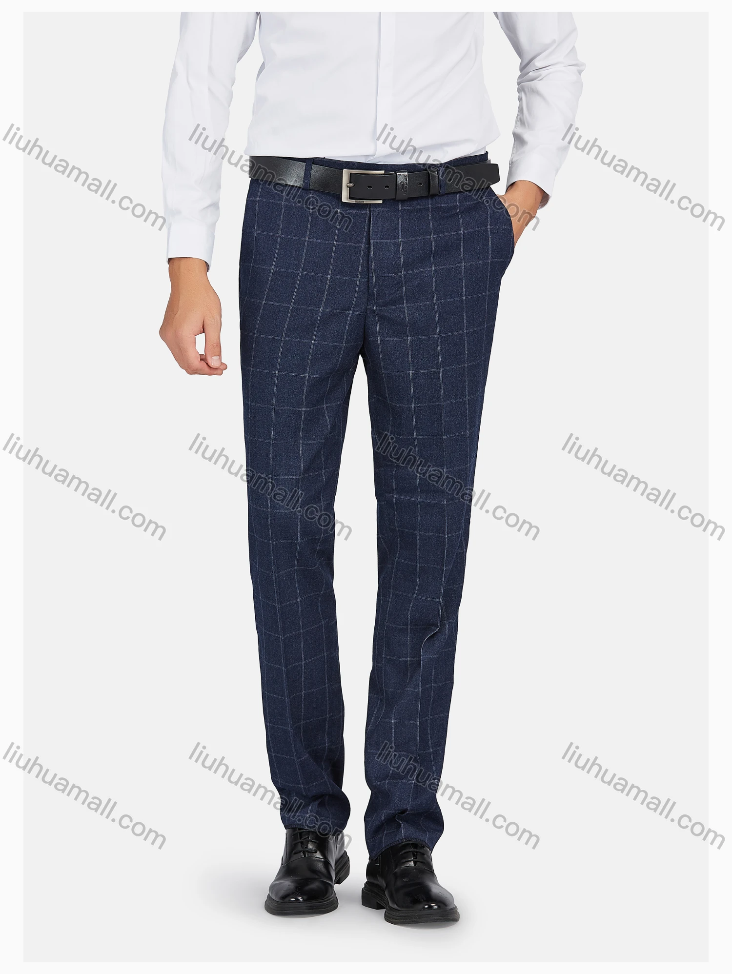 Wholesale Men's Formal Lapel Plaid Pockets Blazer & Vest & Pant 3 Pieces Suit Sets - Liuhuamall