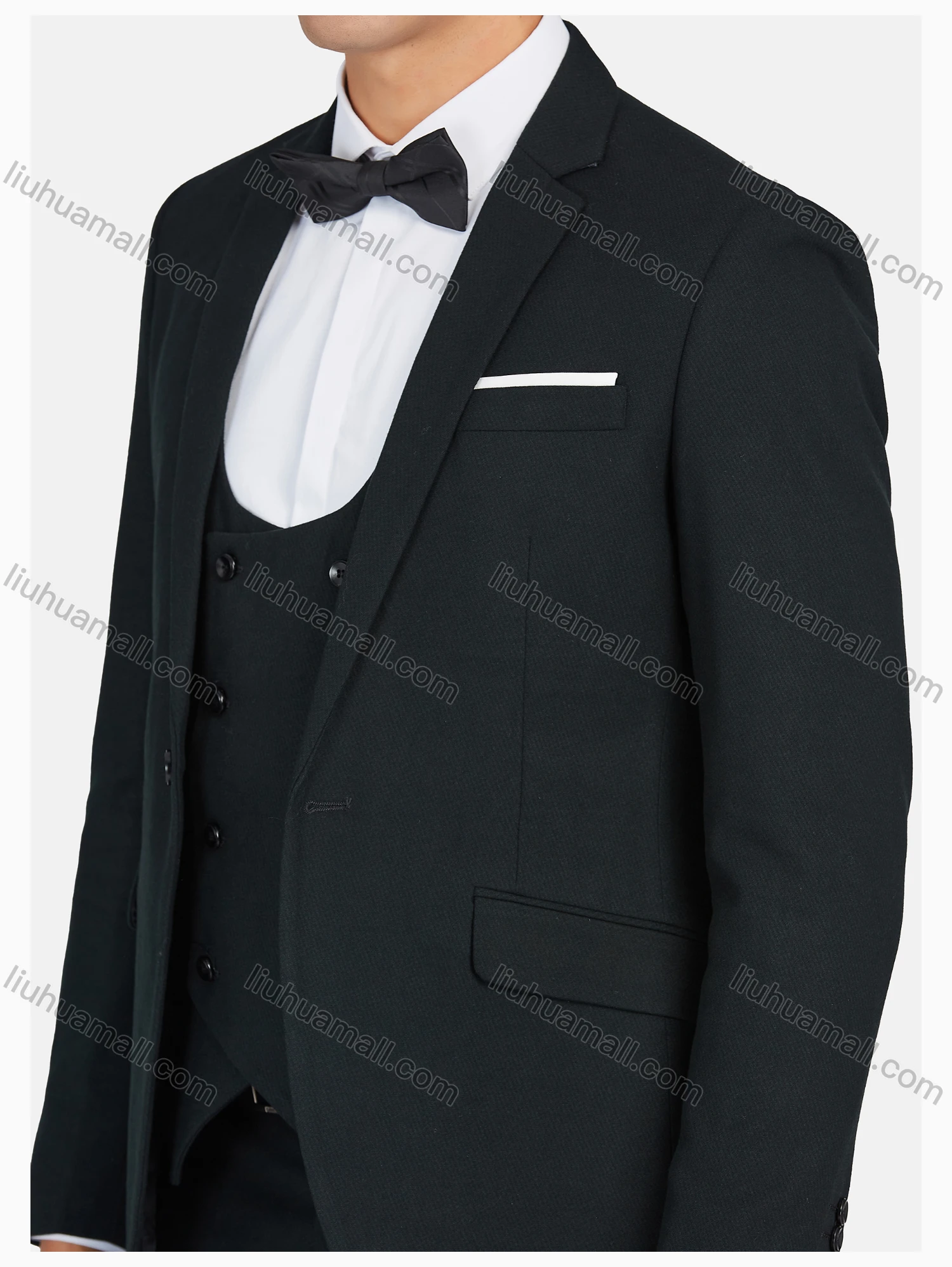 Wholesale Men's Formal Lapel Plain Pockets Blazer & Vest & Pant 3 Pieces Suit Sets - Liuhuamall