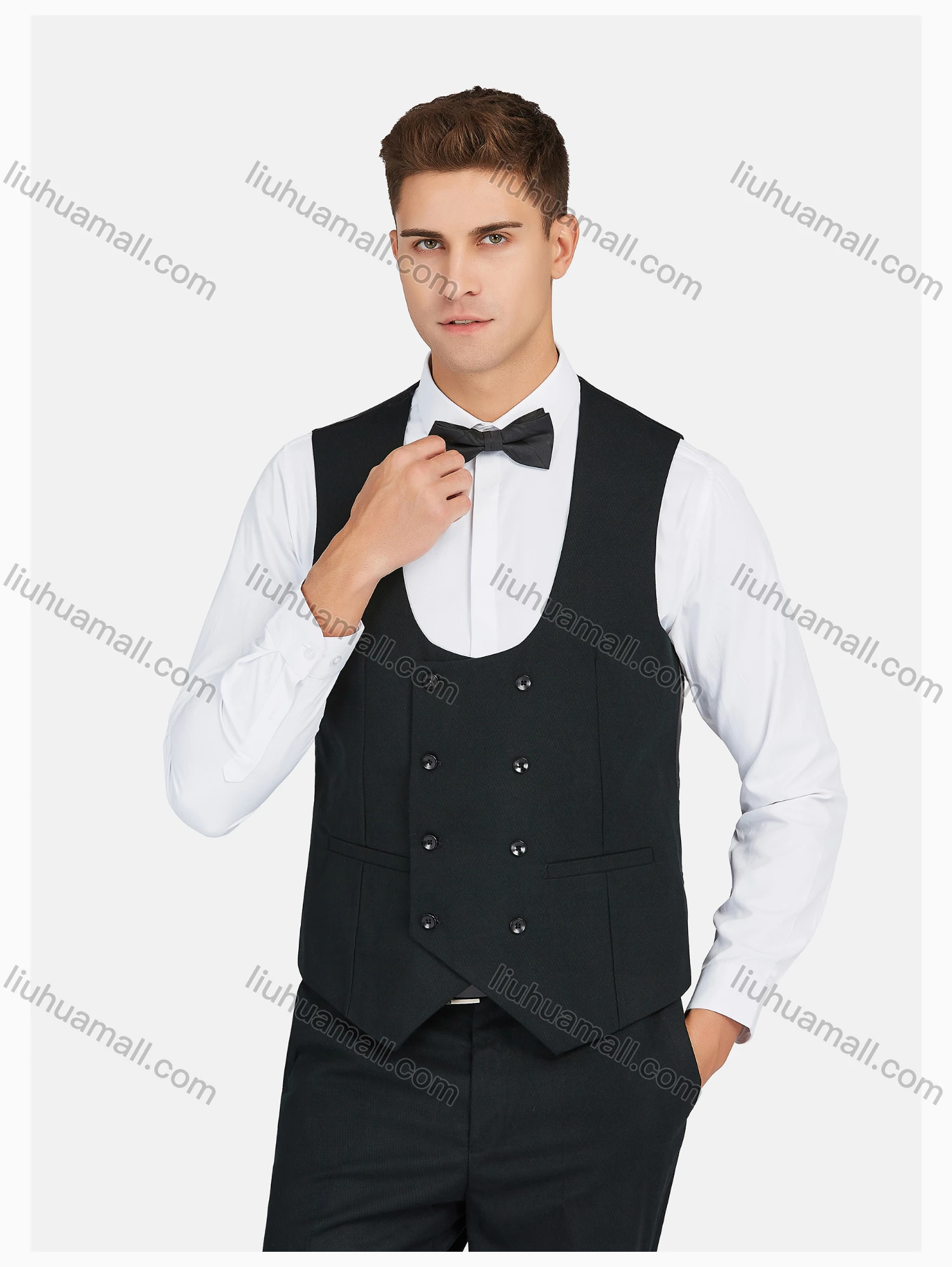 Wholesale Men's Formal Lapel Plain Pockets Blazer & Vest & Pant 3 Pieces Suit Sets - Liuhuamall