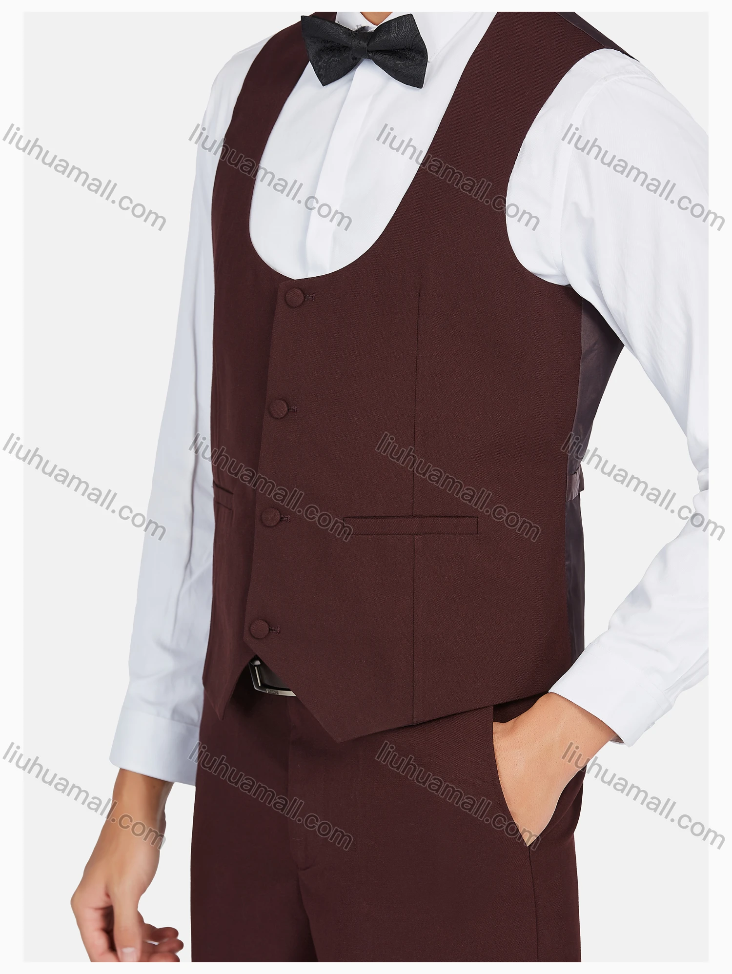 Wholesale Men's Formal Lapel Plain Pockets Blazer & Vest & Pant 3 Pieces Suit Sets - Liuhuamall