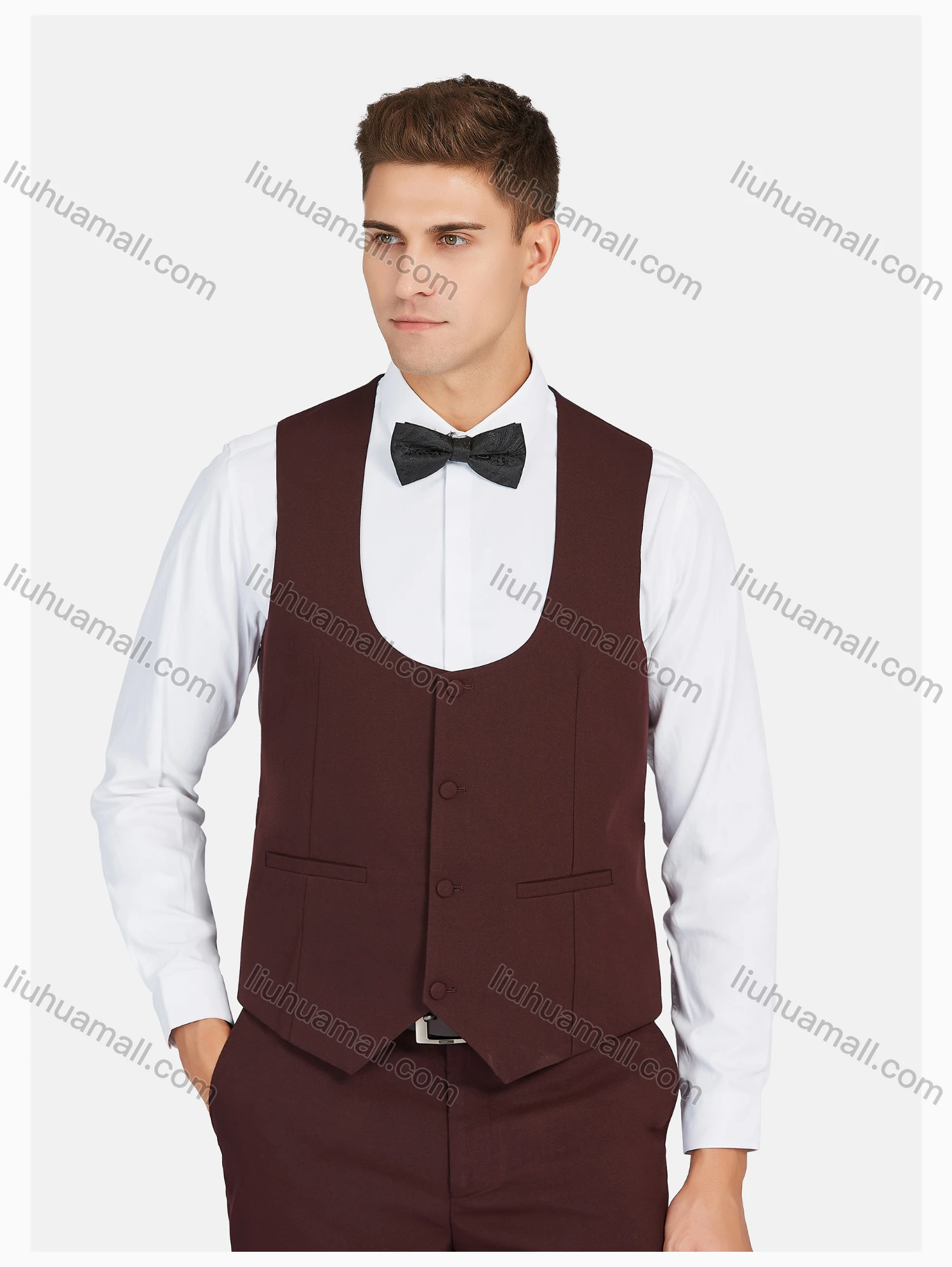 Wholesale Men's Formal Lapel Plain Pockets Blazer & Vest & Pant 3 Pieces Suit Sets - Liuhuamall