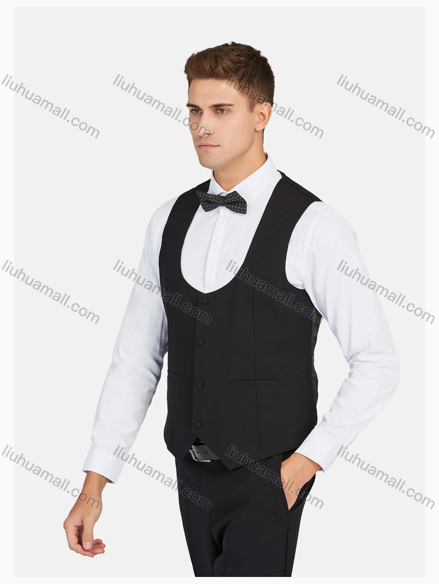 Wholesale Men's Formal Lapel Plain Pockets Blazer & Vest & Pant 3 Pieces Suit Sets - Liuhuamall