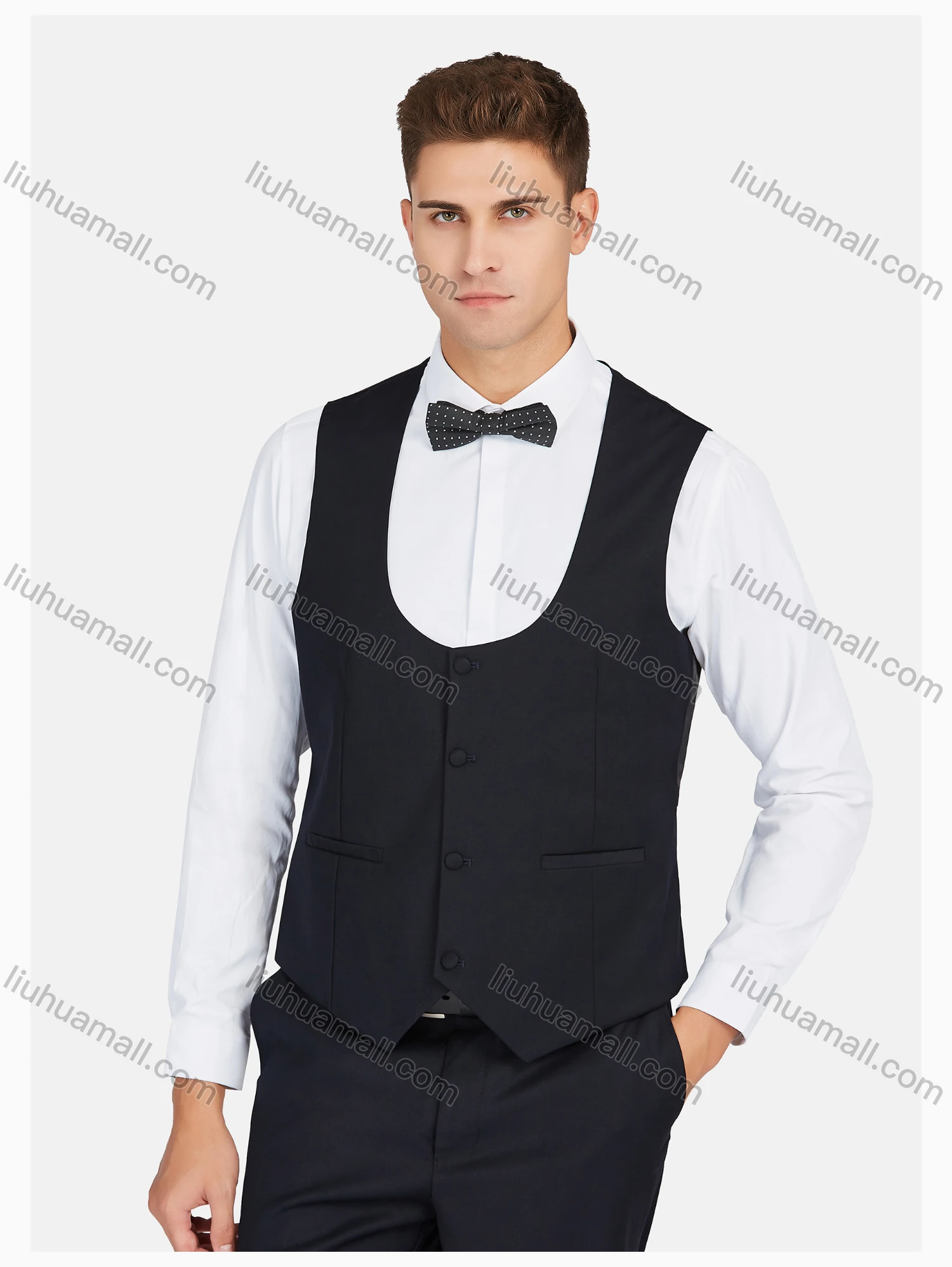 Wholesale Men's Formal Lapel Striped Pockets Blazer & Vest & Pant 3 Pieces Suit Sets - Liuhuamall