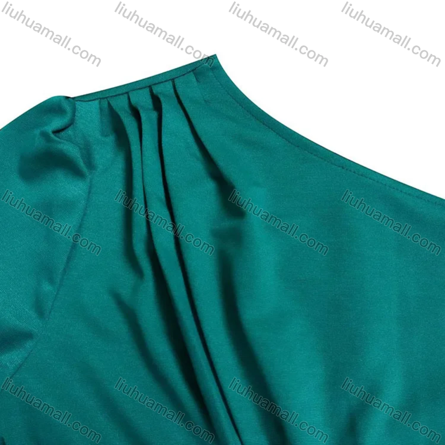 Wholesale Women's Plain Asymmetrical Neck Ruched Bodycon Cocktail Midi Dress - Liuhuamall