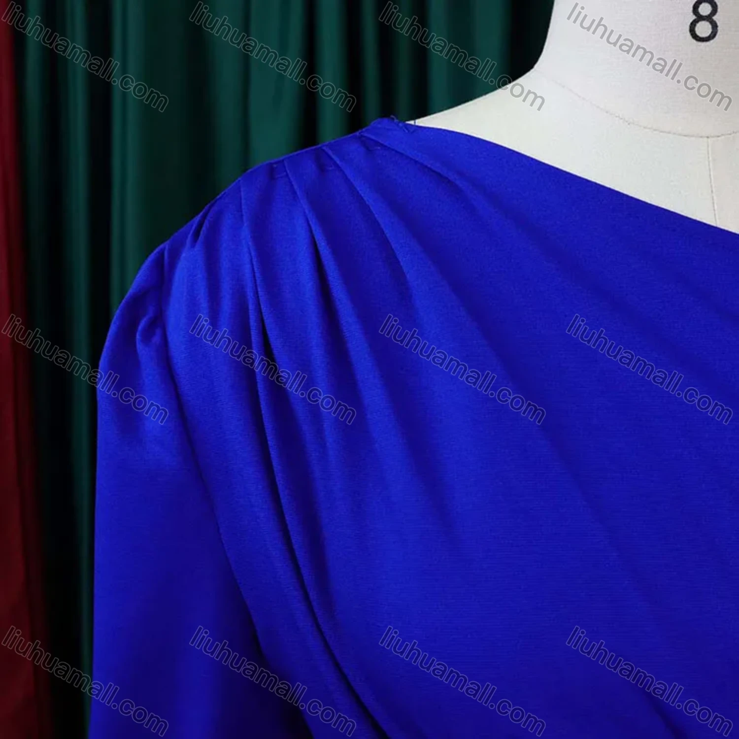 Wholesale Women's Plain Asymmetrical Neck Ruched Bodycon Cocktail Midi Dress - Liuhuamall