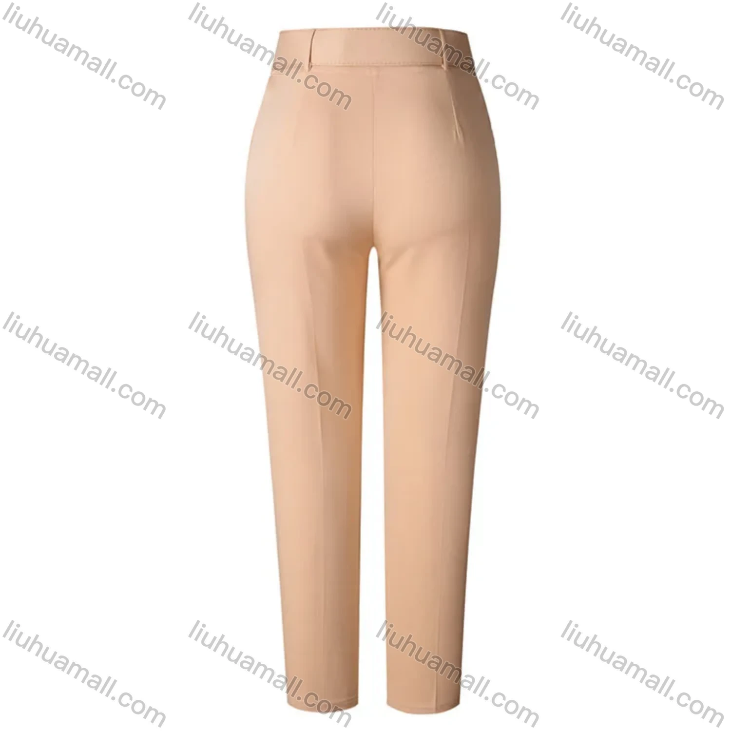 Wholesale Women's Casual Plain High Waist Straight Leg Pants With Belt - Liuhuamall