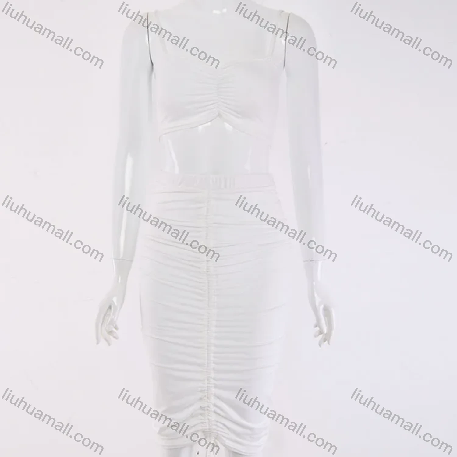 Wholesale Women's Sexy Plain Ruffle Trim V Neck Drawstring Bodycon Short Dress - Liuhuamall