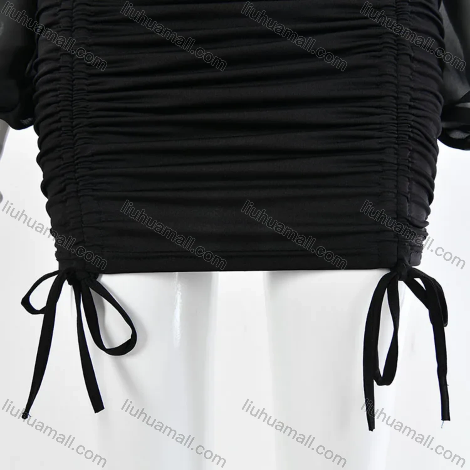 Wholesale Women's Sexy Plain Ruffle Trim V Neck Drawstring Bodycon Short Dress - Liuhuamall