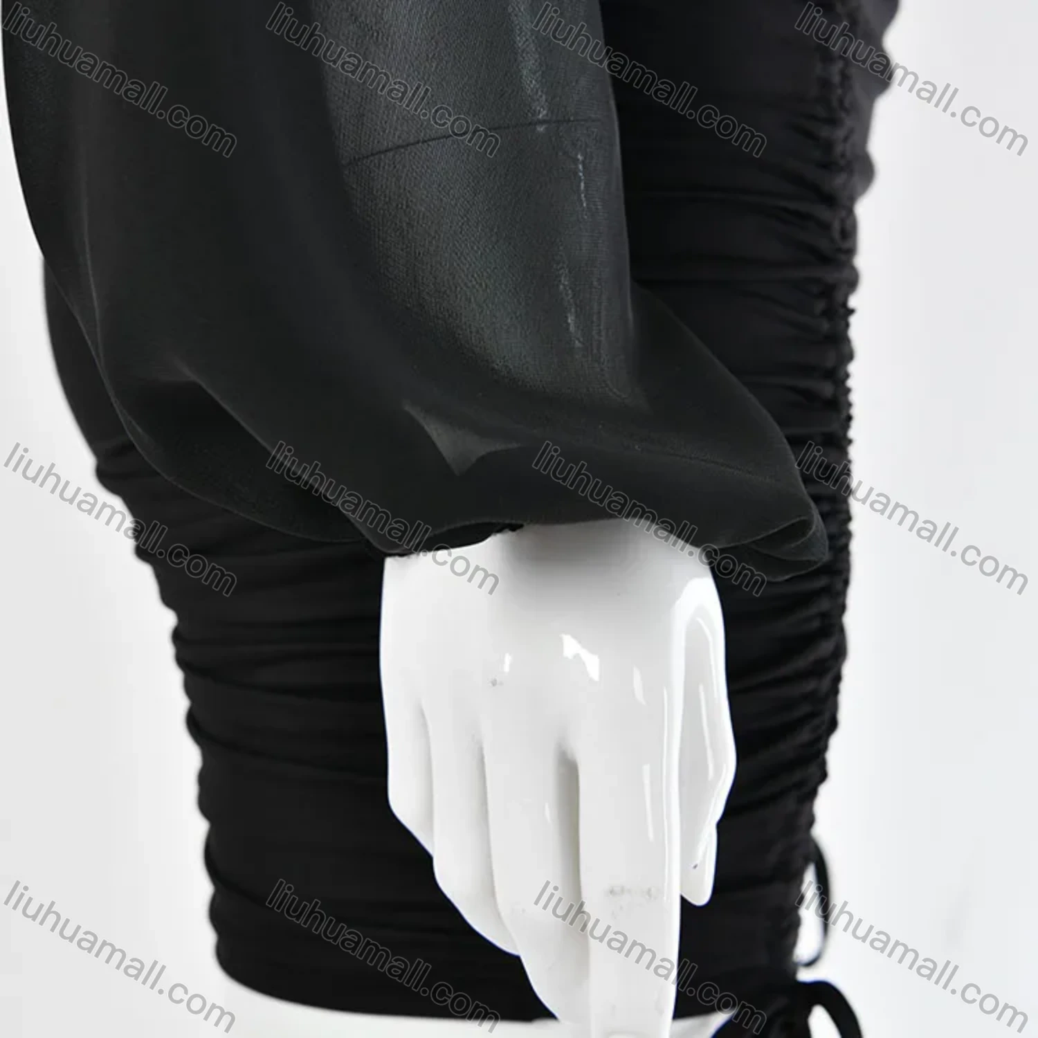 Wholesale Women's Sexy Plain Ruffle Trim V Neck Drawstring Bodycon Short Dress - Liuhuamall