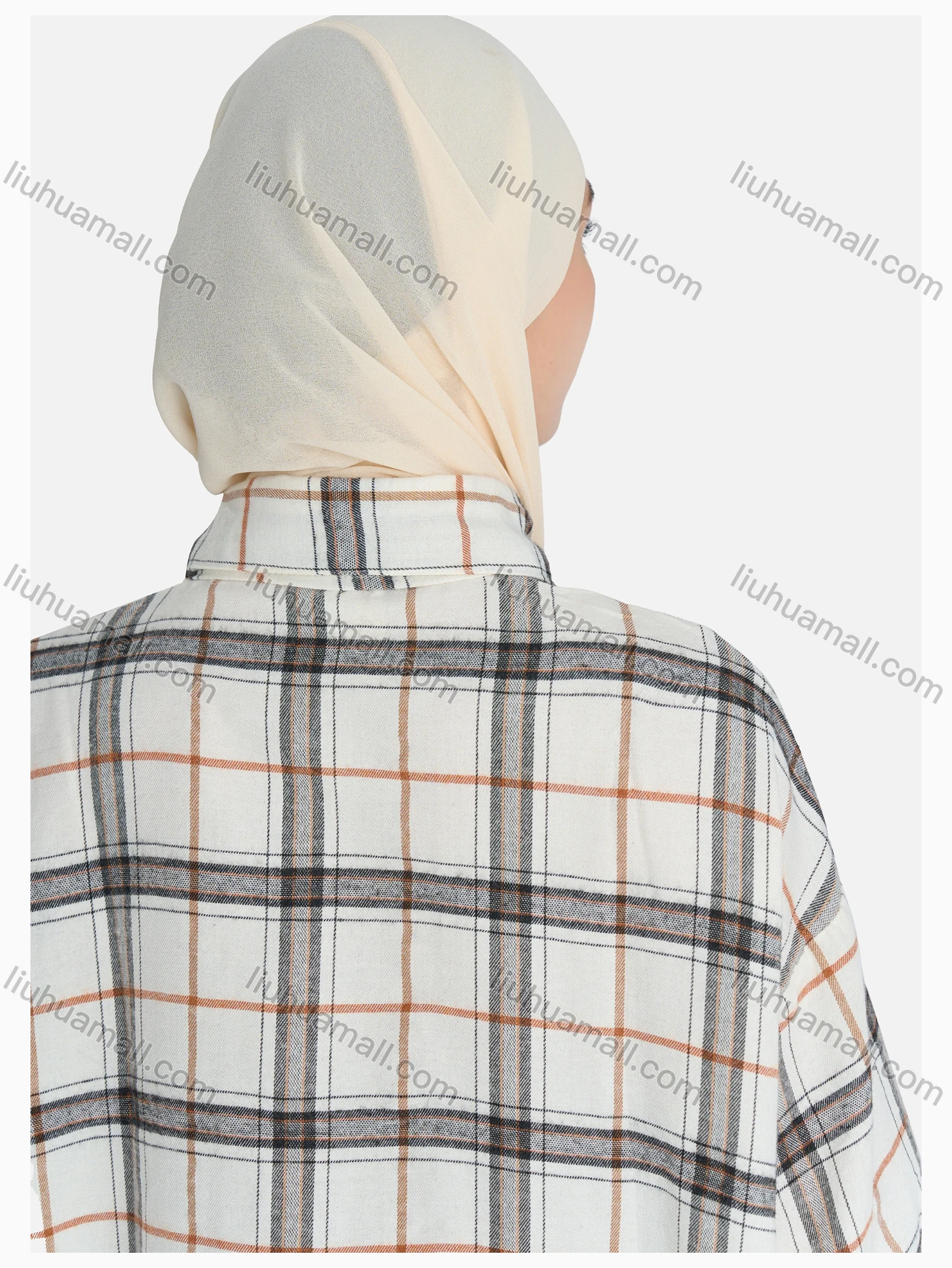 Wholesale Women's Casual Plaid Print Button Down Shirt Without Hijab - Liuhuamall