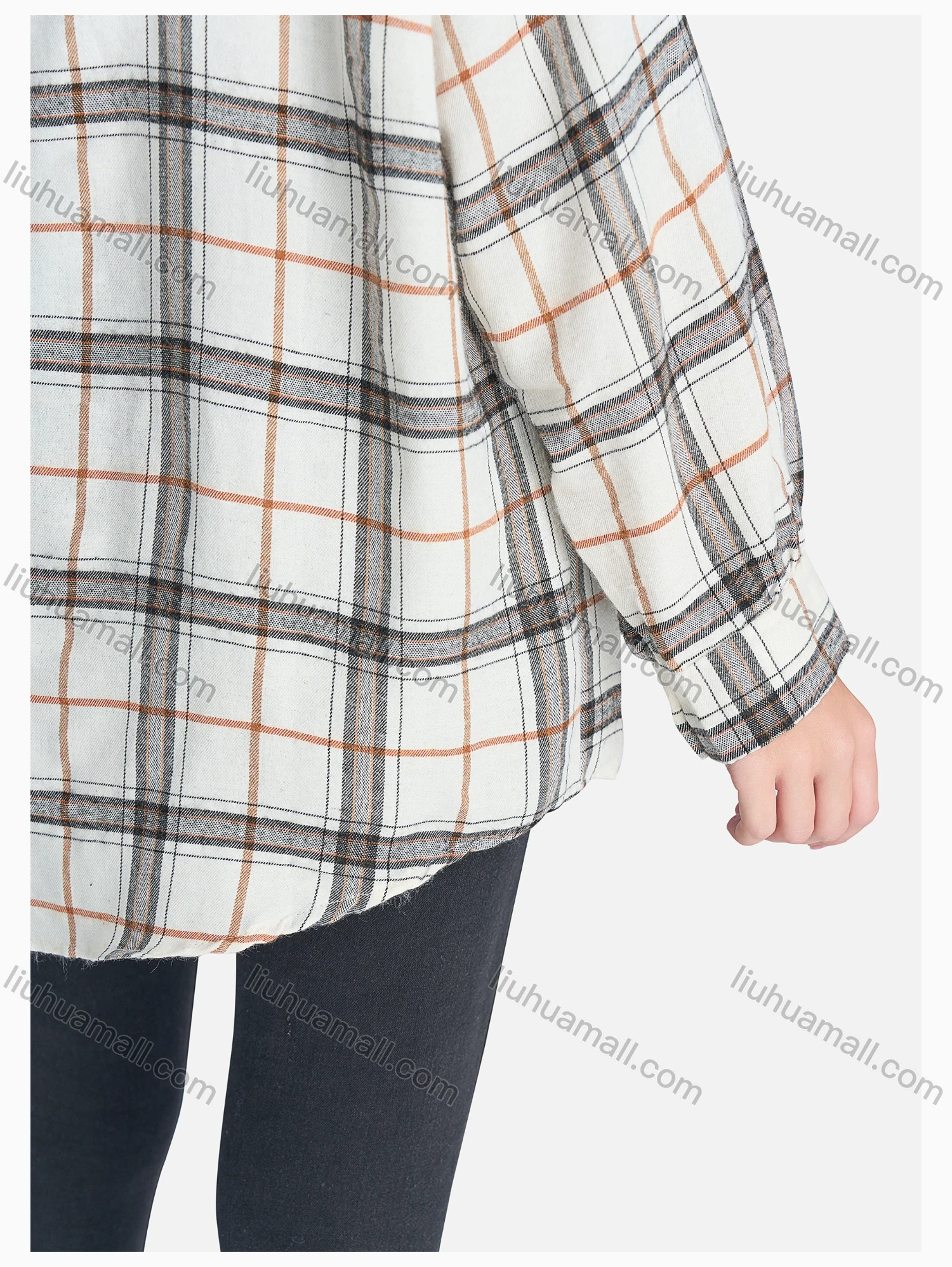 Wholesale Women's Casual Plaid Print Button Down Shirt Without Hijab - Liuhuamall