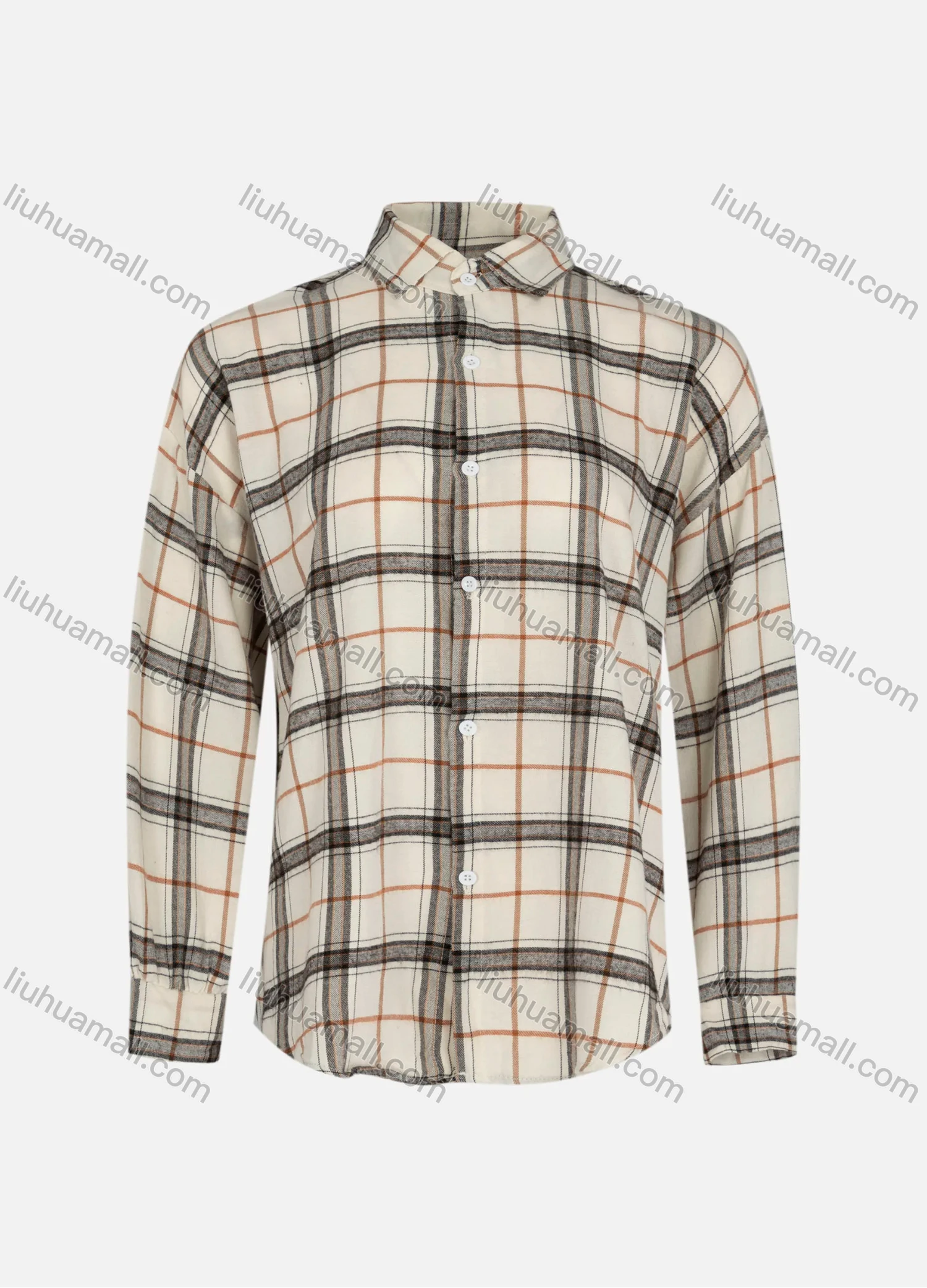 Wholesale Women's Casual Plaid Print Button Down Shirt Without Hijab - Liuhuamall