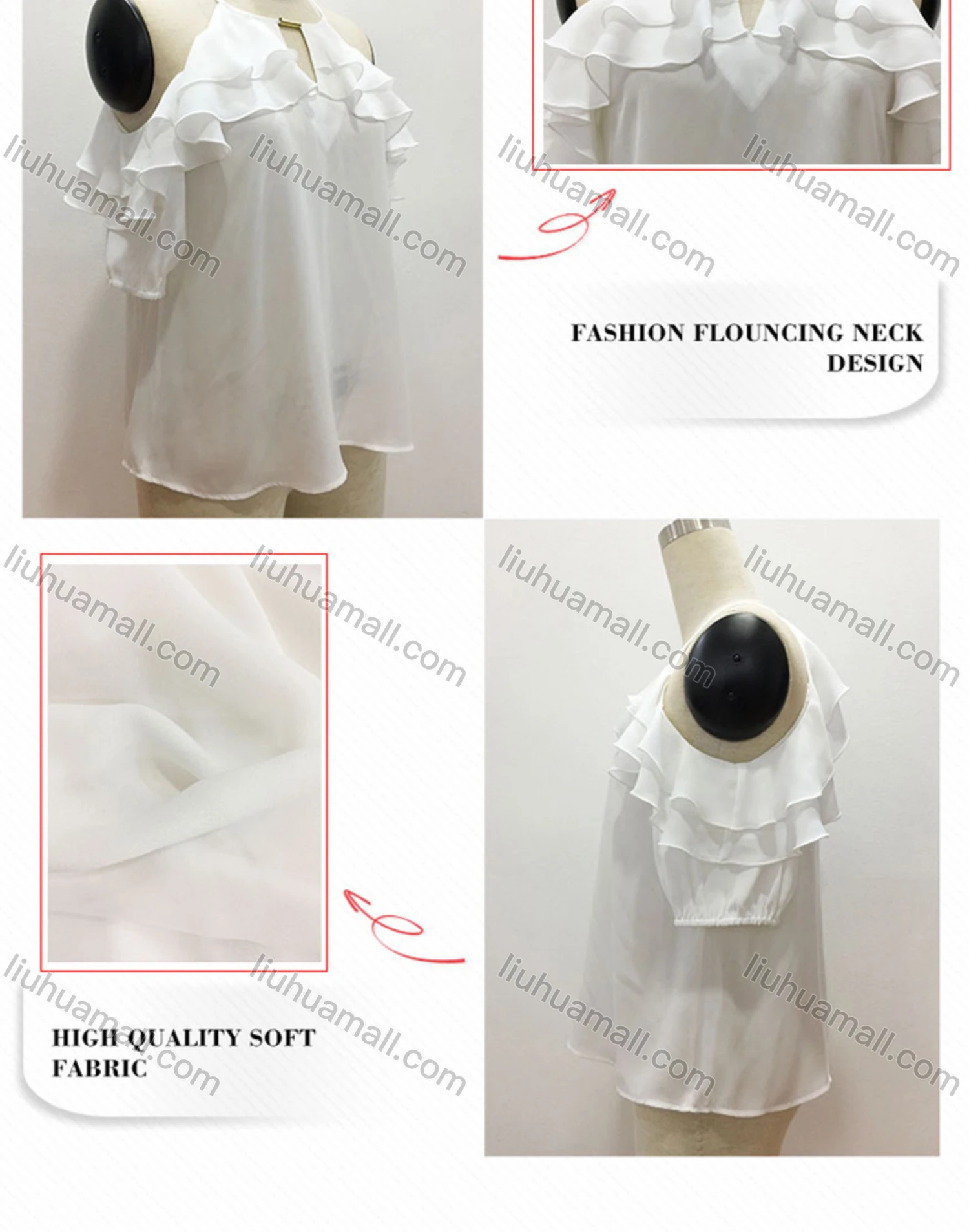 Wholesale Women's Plain Spaghetti Straps Ruffle Trim Cami Top - Liuhuamall